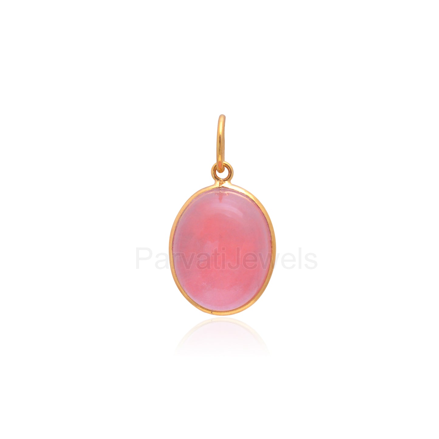 Natural Cherry Quartz Charm, 18k Solid Gold Charm, Gold Charm Pendant, Cherry Quartz Charm, Handmade Charm, 7x9 & 9x11 Oval Charm Pendant