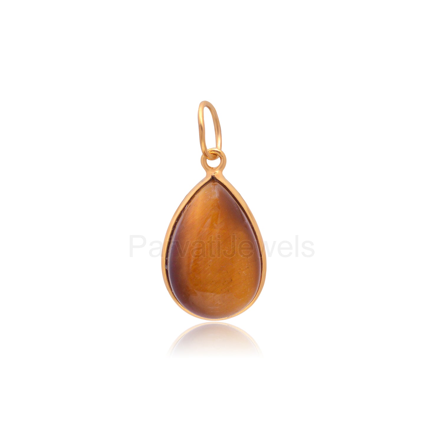 Natural Tiger's Eye Charm, Solid 18K Gold Charm, Tiger's Eye Charm, Gold Charm Pendant, Handmade Gold Charm, 7x10 & 8x12 Pear Charm Pendant