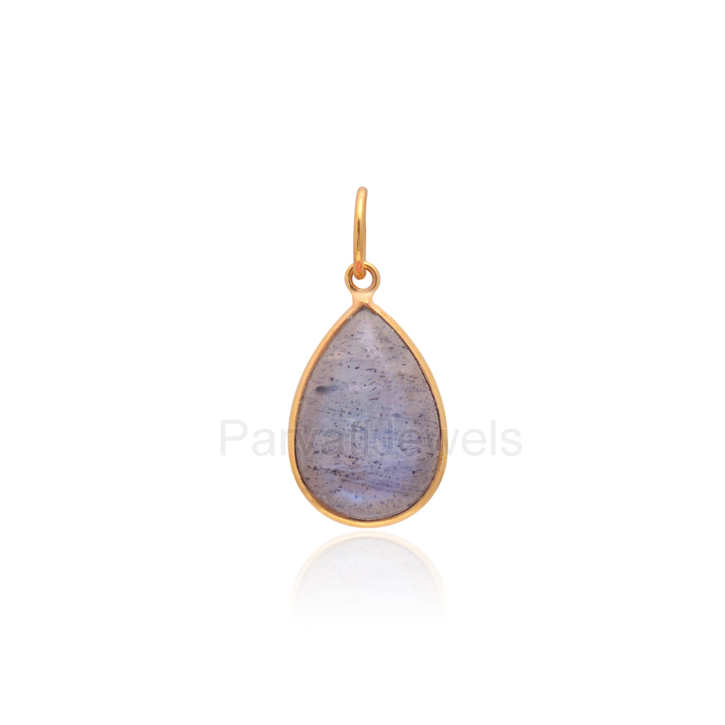 Natural Blue Labradorite Charm, 18k Solid Gold Charm, Labradorite Charm, Gold Charm Pendant, Handmade Charm, 7x10 & 8x12 Pear Charm Pendant