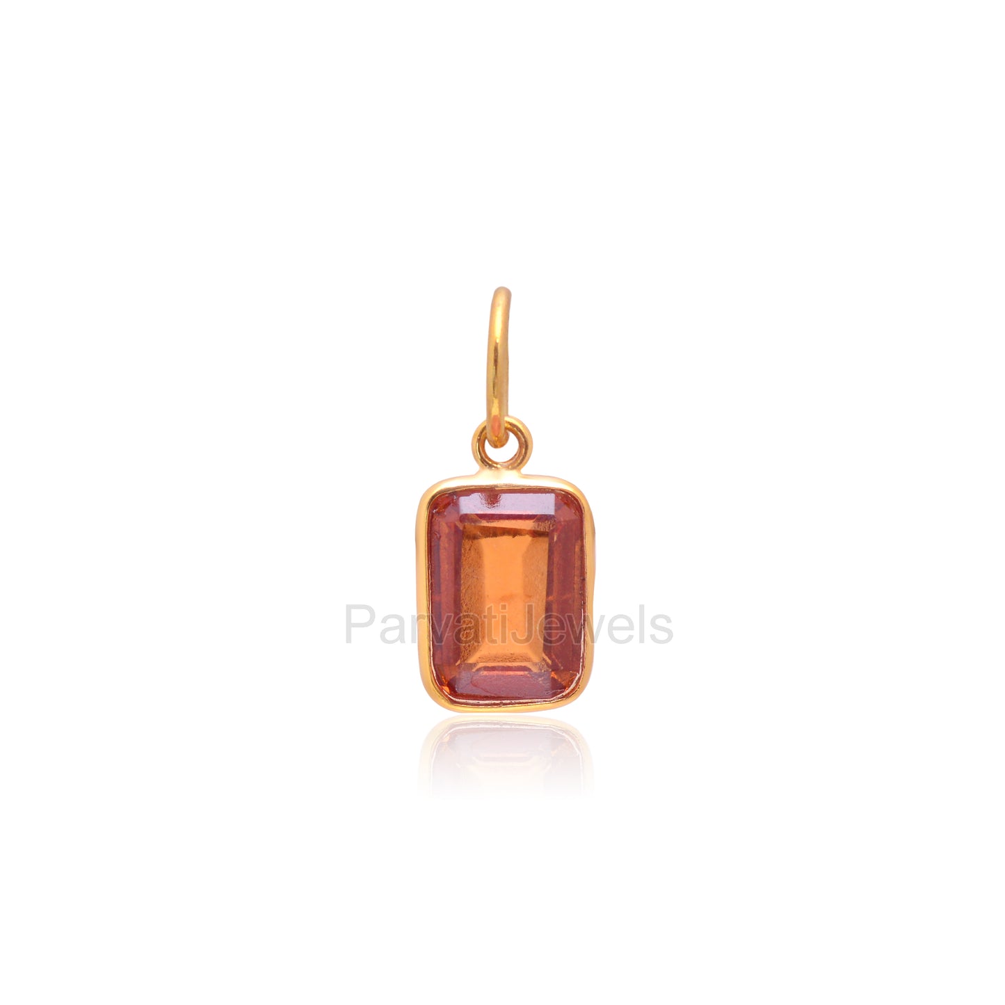 Natural Hessonite Garnet Charm, Solid 18k Gold Charm, Garnet Charm, January Birthstone Charm, Handmade Gold Charm, 4x6 & 5x7 Charm Pendant