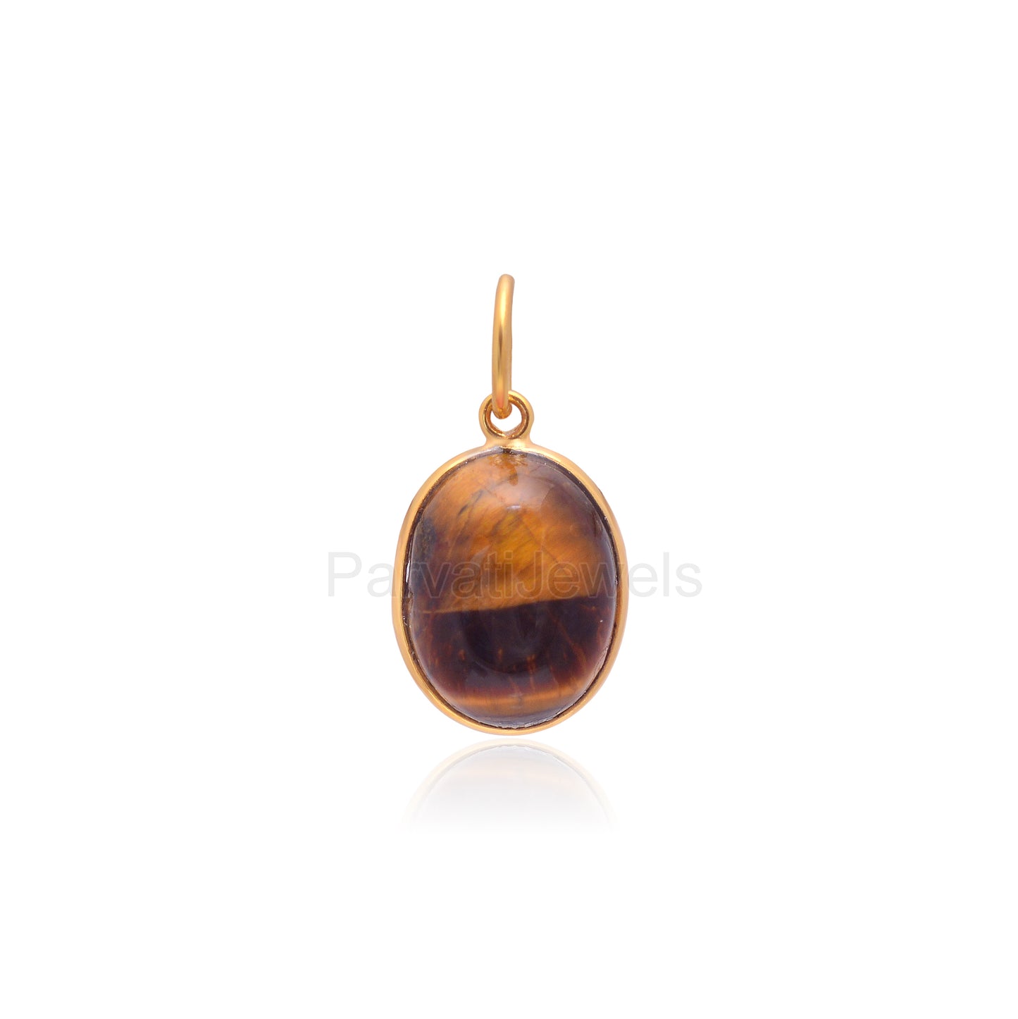 Natural Tiger's Eye Charm, 18k Solid Gold Charm, Brown Tiger's Eye Charm, Gold Charm Pendant, Handmade Charm, 6x8 & 8x10 Oval Charm Pendant