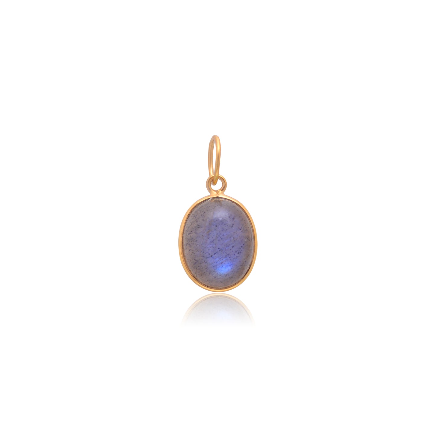 Natural Blue Labradorite Oval Charm, Solid 18K Gold Charm, Fire Labradorite Charm, Gold Charm, Charm Pendant, Charm Necklace, Handmade Charm
