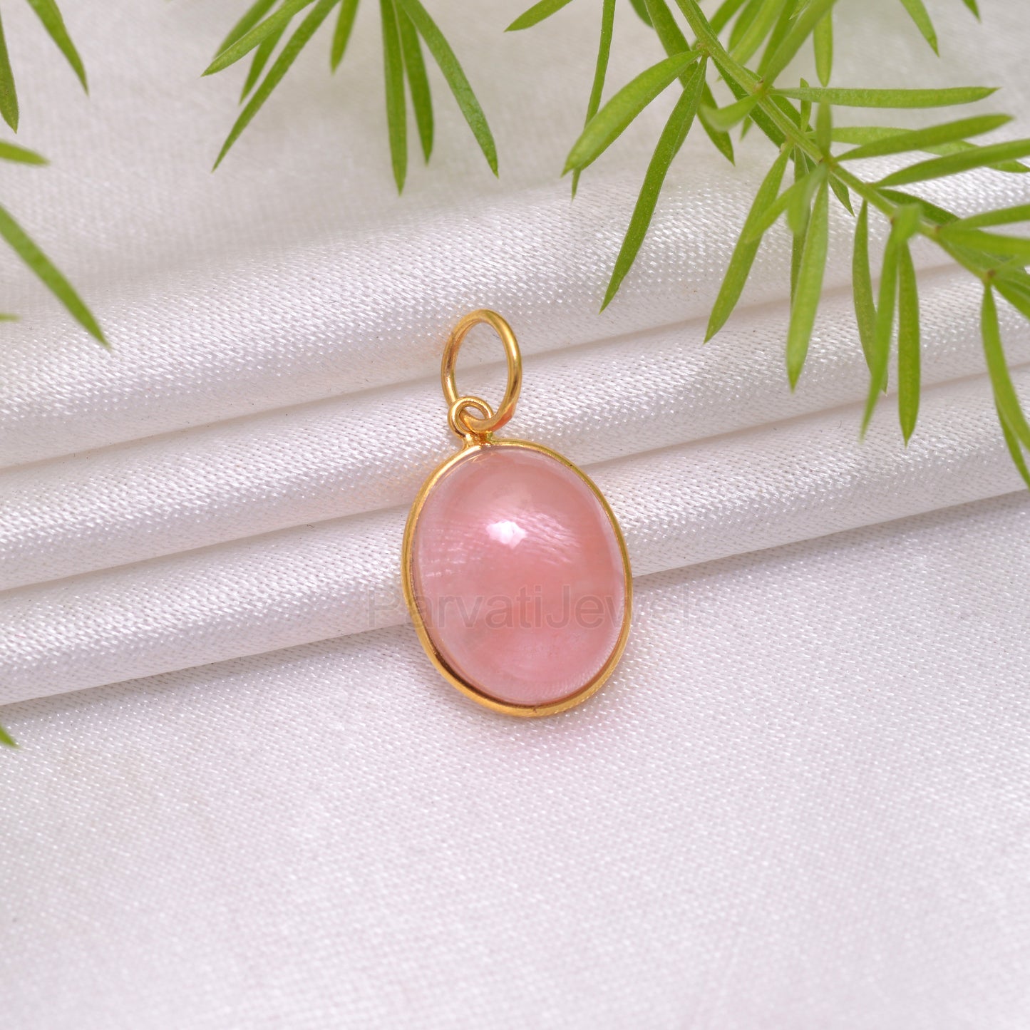 Natural Cherry Quartz Charm, 18k Solid Gold Charm, Gold Charm Pendant, Cherry Quartz Charm, Handmade Charm, 7x9 & 9x11 Oval Charm Pendant