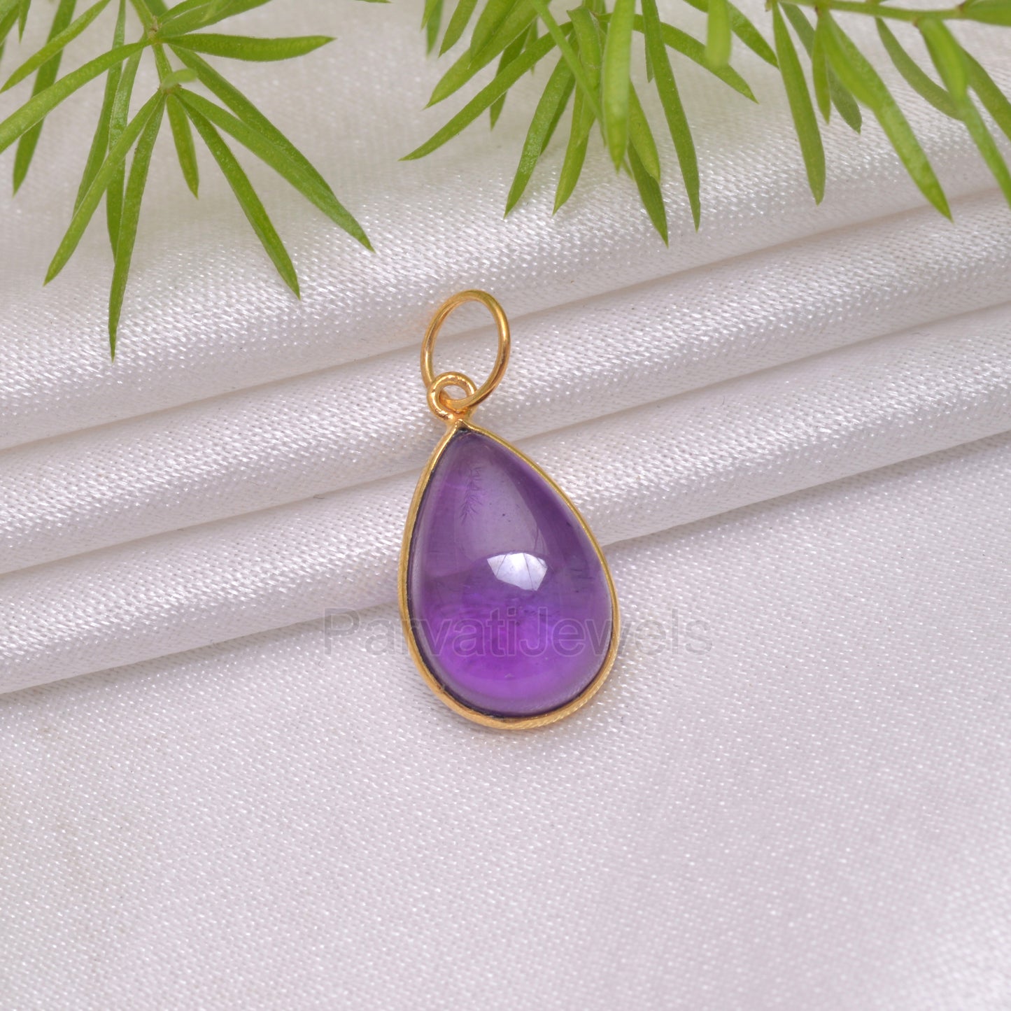 Natural Amethyst Charm, 18k Solid Gold Charm, Amethyst Charm, Gold Charm Necklace, Gold Charm Pendant, Handmade Gold Charm, 7x10 & 8x12 Pear Charm Pendant