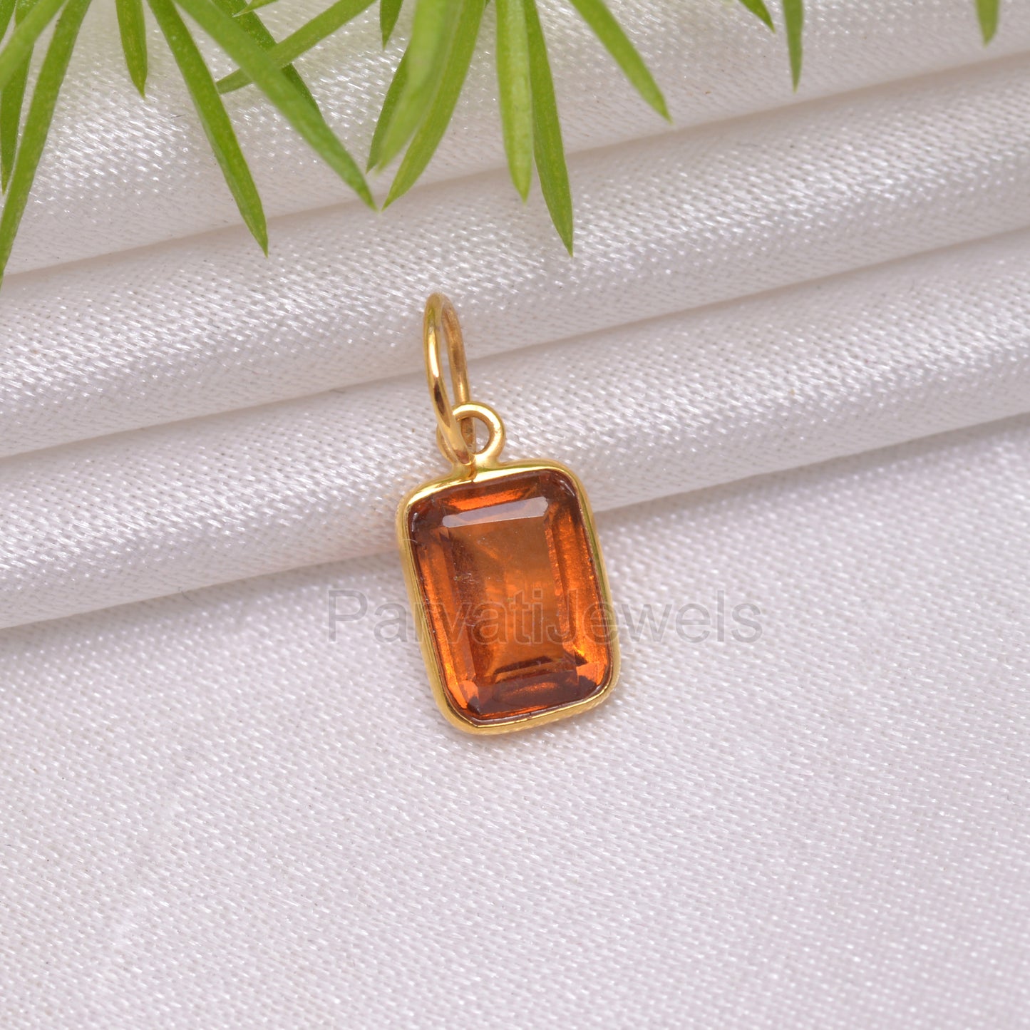 Natural Hessonite Garnet Charm, Solid 18k Gold Charm, Garnet Charm, January Birthstone Charm, Handmade Gold Charm, 4x6 & 5x7 Charm Pendant