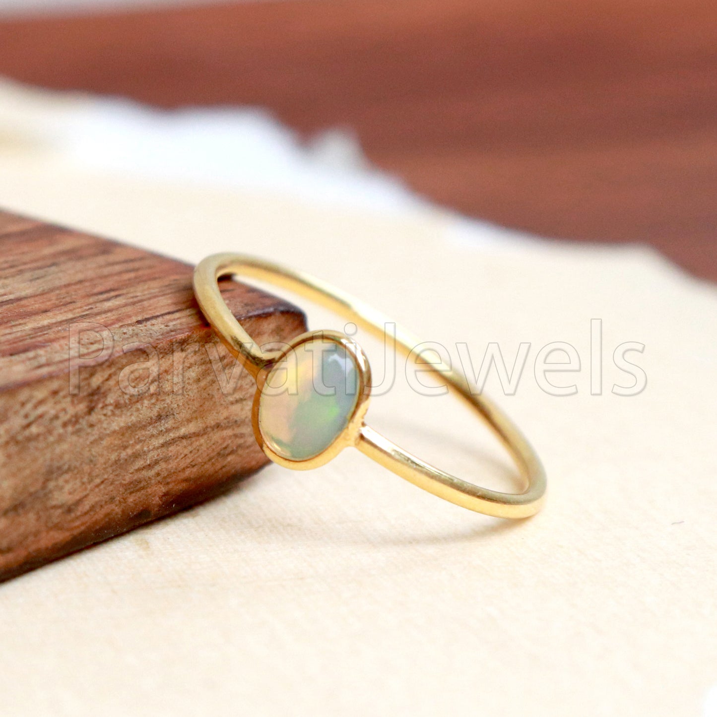 Natural Ethiopian Opal Ring, Ethiopian Opal Gold Ring, 18k Solid Gold Ring, Handmade Gold Ring, Engagement Ring, Wedding Ring, Gift for Her