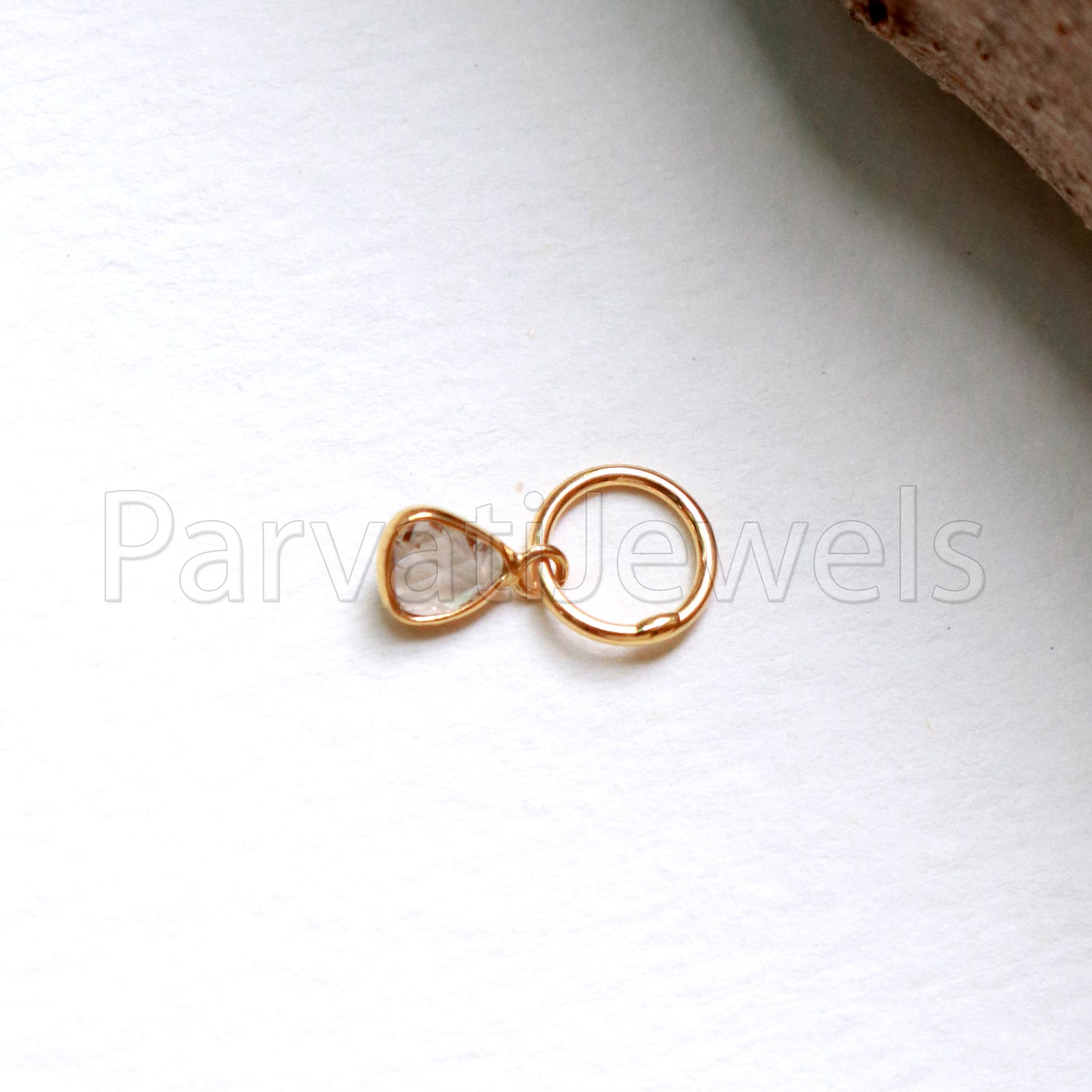 Diamond Polki Charm, Rare EP Rose Cut Diamond 18 k Gold Charm, Solid 18 Carat Gold, English Polki Charms, NATURAL Rose Cut Diamond.