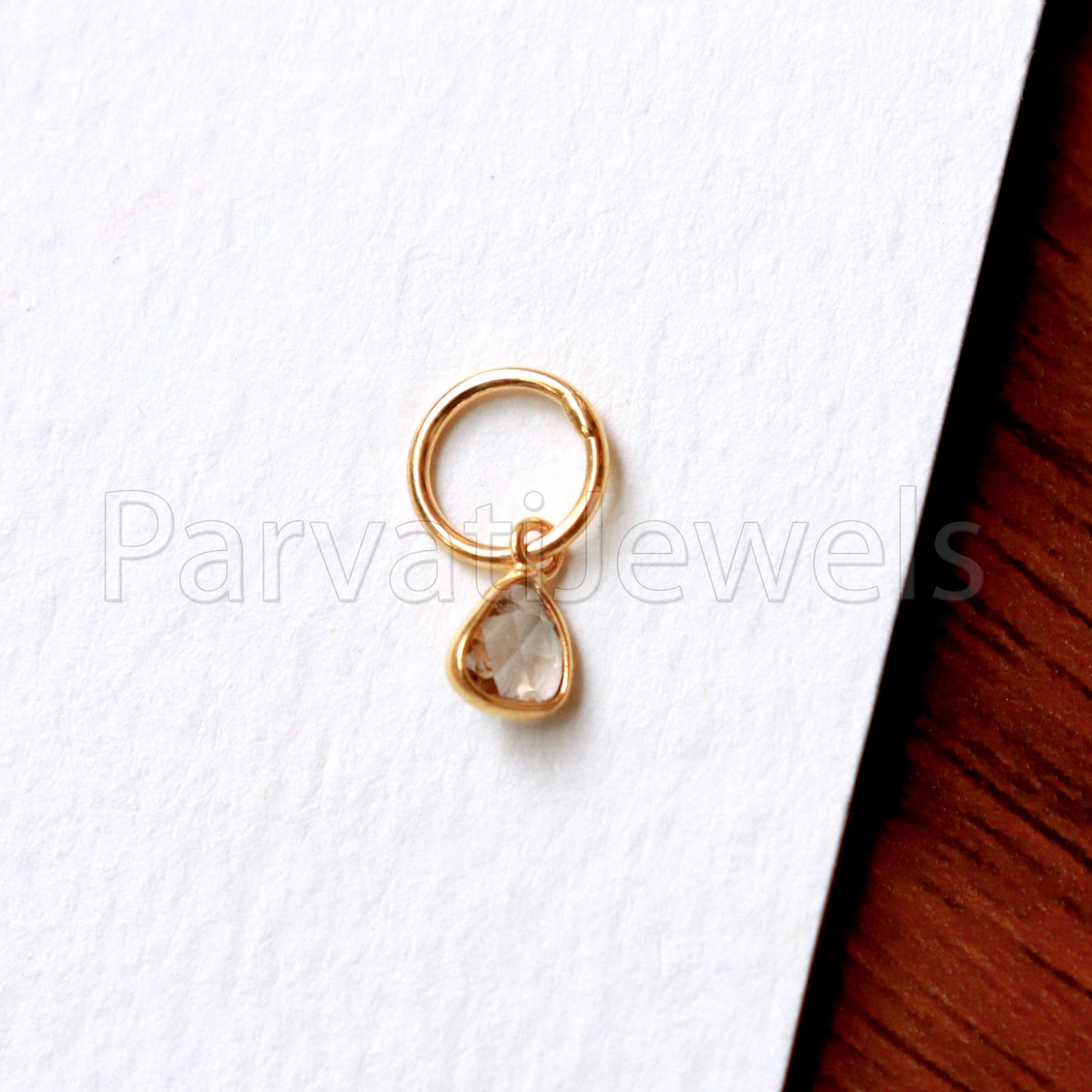 Diamond Polki Charm, Rare EP Rose Cut Diamond 18 k Gold Charm, Solid 18 Carat Gold, English Polki Charms, NATURAL Rose Cut Diamond.