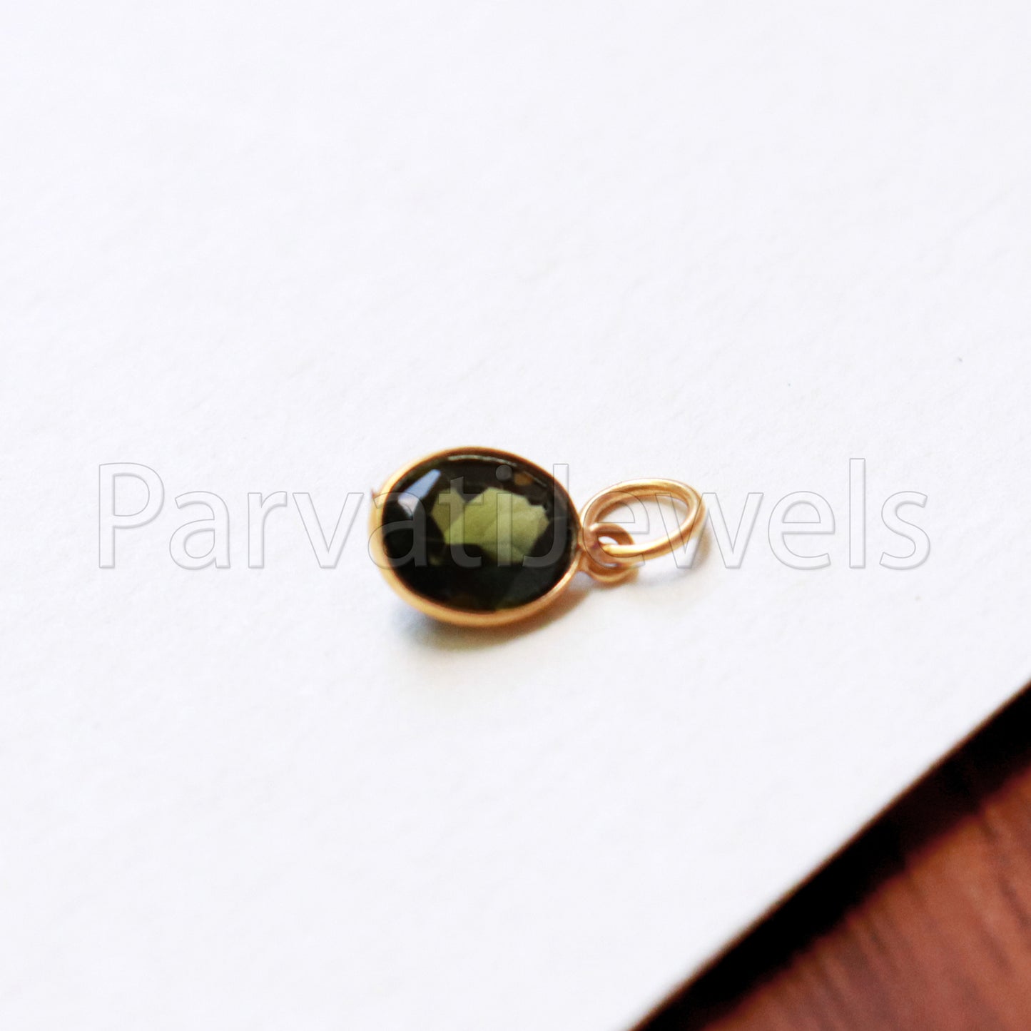 Heena Green Tourmaline 18k Solid Gold Charm pendant, Green Tourmaline Charm, DAINTY Tourmaline Charm , 18KT Solid Gold, Natural Tourmaline