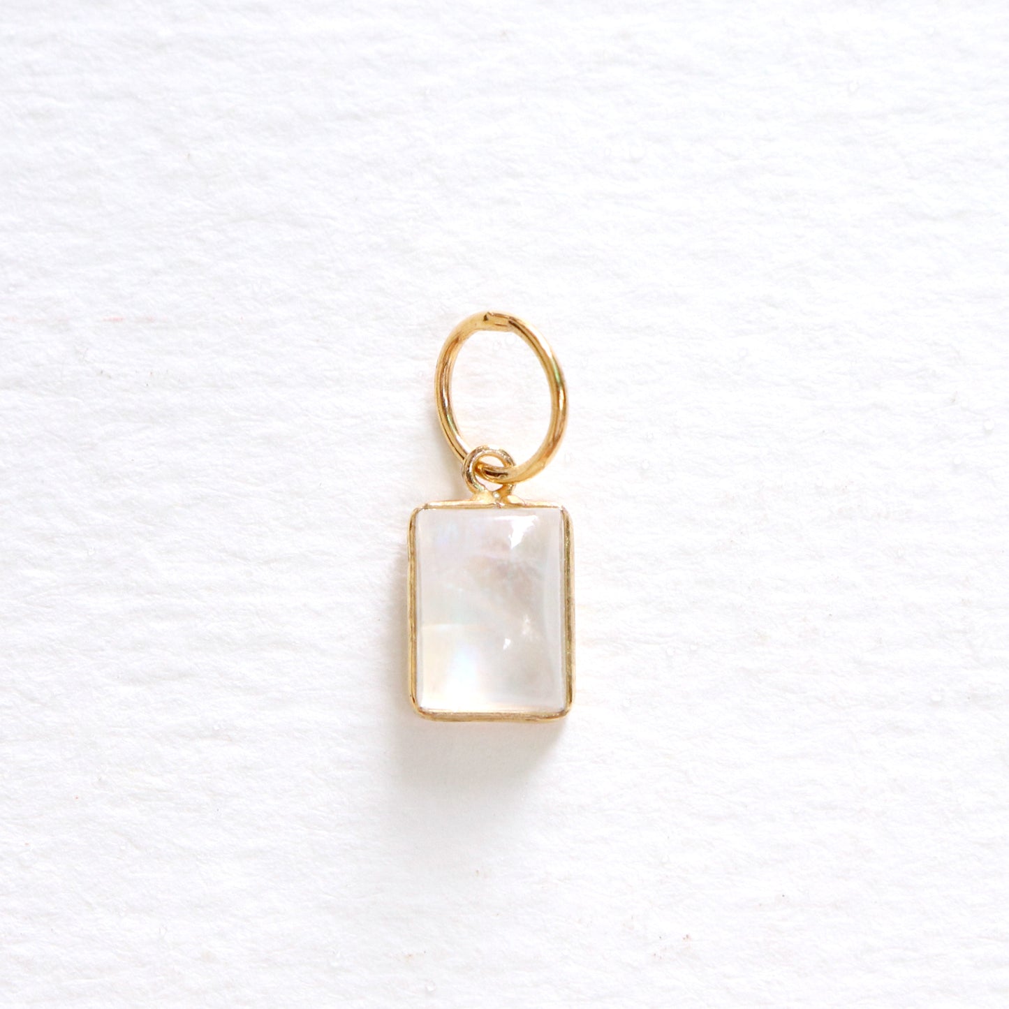 Rainbow Moonstone Charm, 18k Solid Gold Charm, Natural Moonstone Charm, Gold Charm, Charm Pendant, Charm Necklace, Handmade Gold Charm
