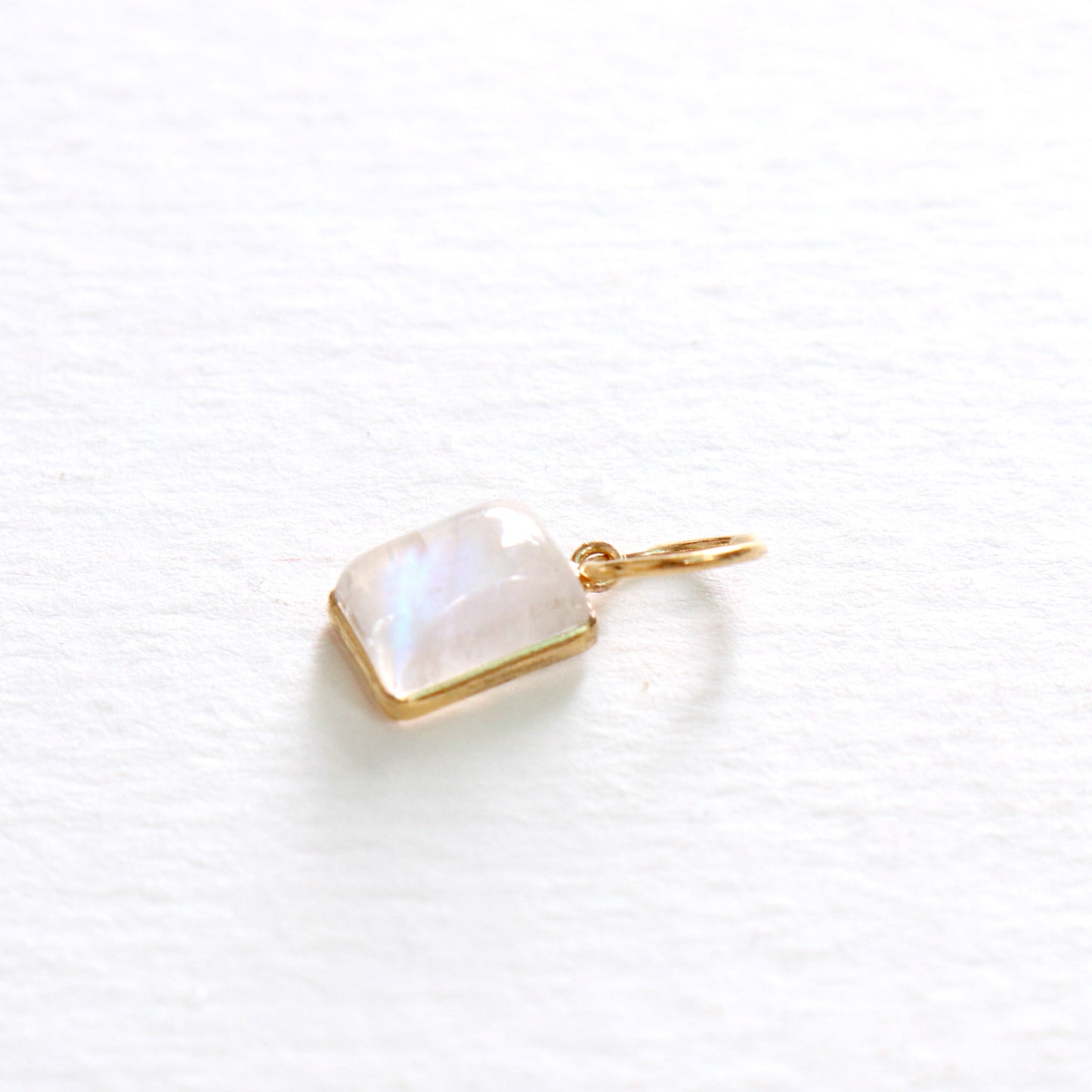 Rainbow Moonstone Charm, 18k Solid Gold Charm, Natural Moonstone Charm, Gold Charm, Charm Pendant, Charm Necklace, Handmade Gold Charm