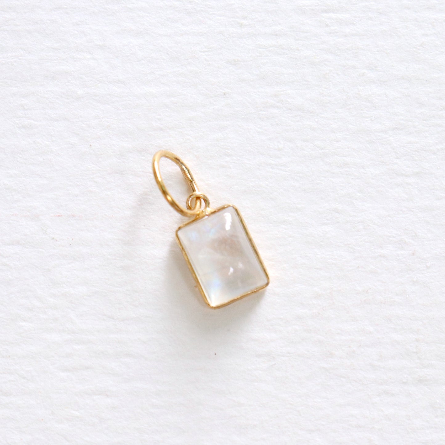 Rainbow Moonstone Charm, 18k Solid Gold Charm, Natural Moonstone Charm, Gold Charm, Charm Pendant, Charm Necklace, Handmade Gold Charm