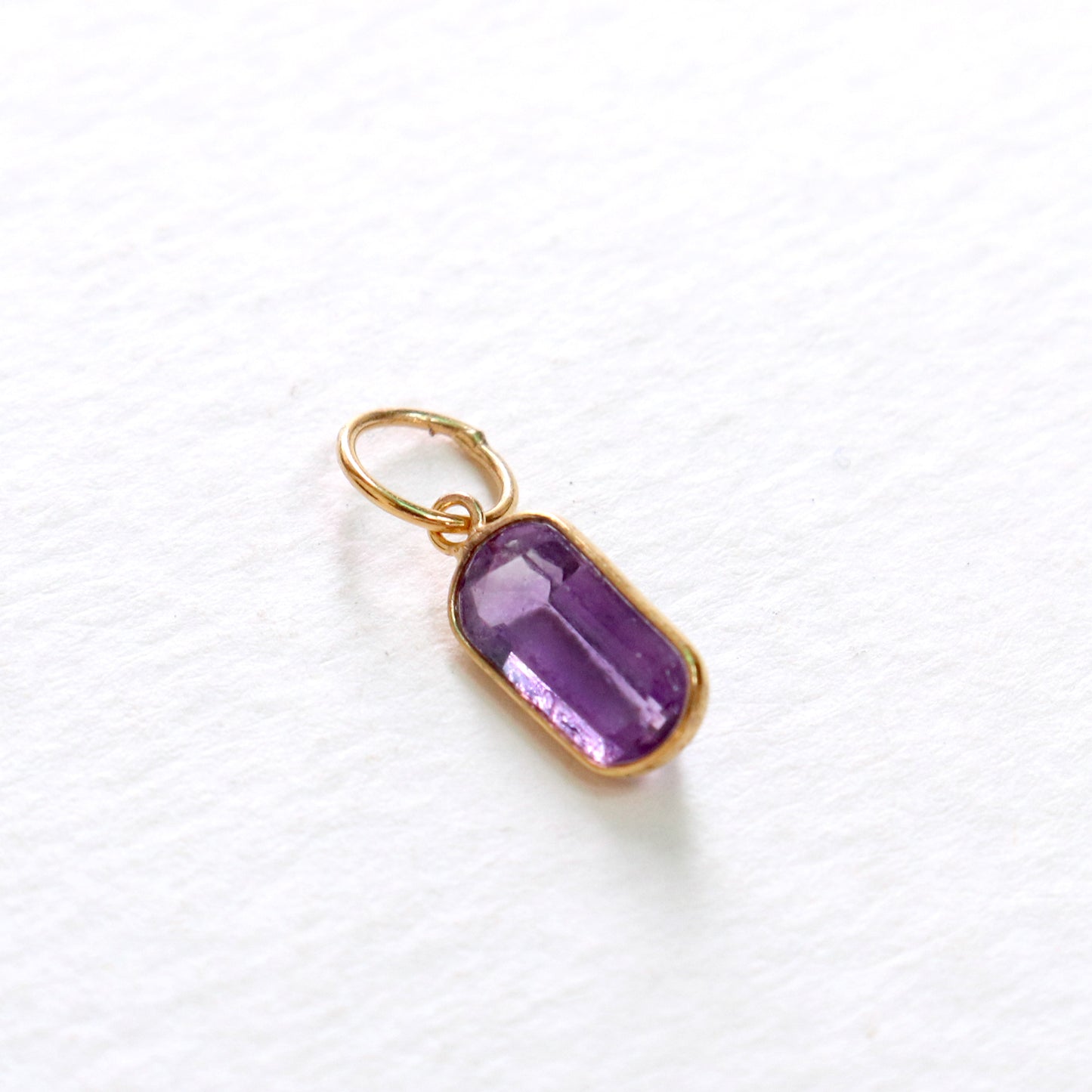 Amethyst Charm, 18k Solid Gold Charm, Natural Amethyst Charm, Gold Charm, Charm Pendant, Charm Necklace, Handmade Gold Charm, Gfit for Her