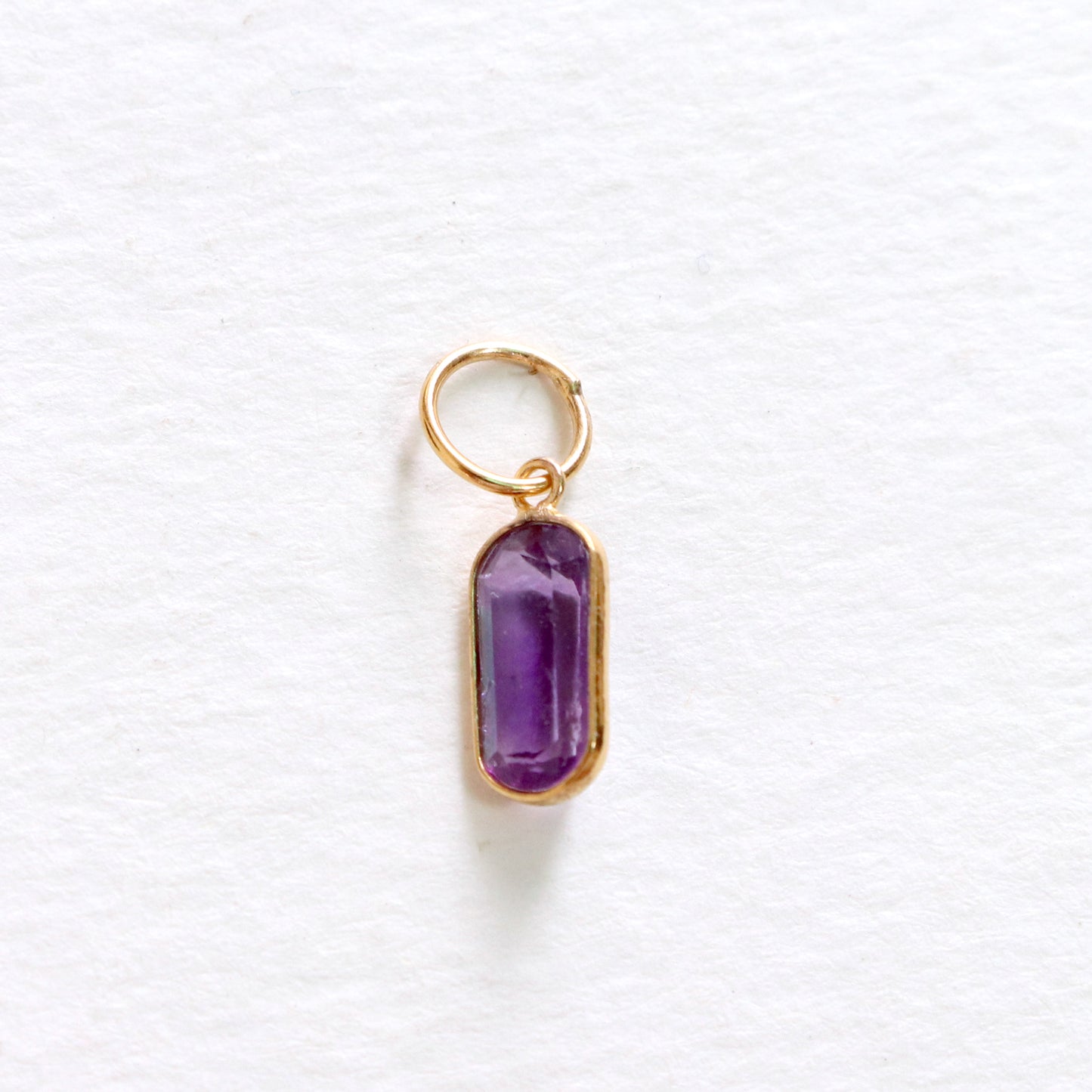 Amethyst Charm, 18k Solid Gold Charm, Natural Amethyst Charm, Gold Charm, Charm Pendant, Charm Necklace, Handmade Gold Charm, Gfit for Her