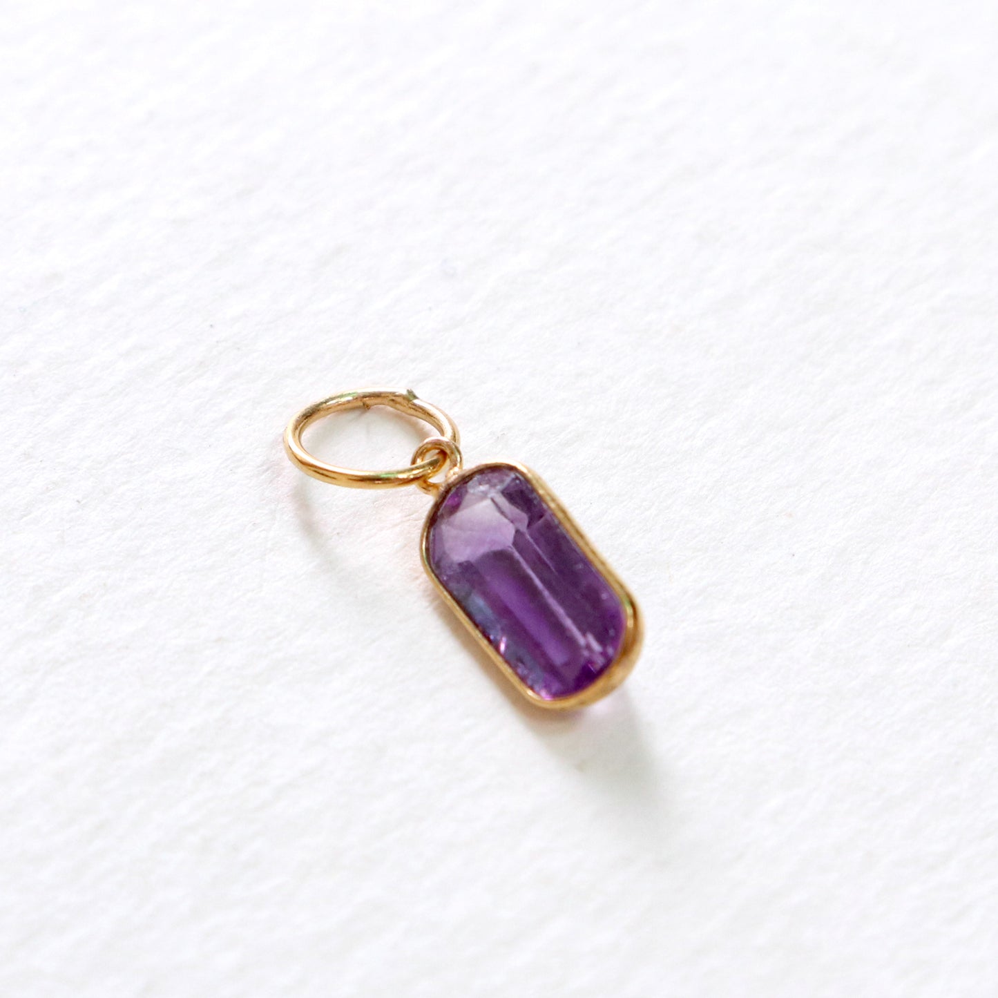 Amethyst Charm, 18k Solid Gold Charm, Natural Amethyst Charm, Gold Charm, Charm Pendant, Charm Necklace, Handmade Gold Charm, Gfit for Her