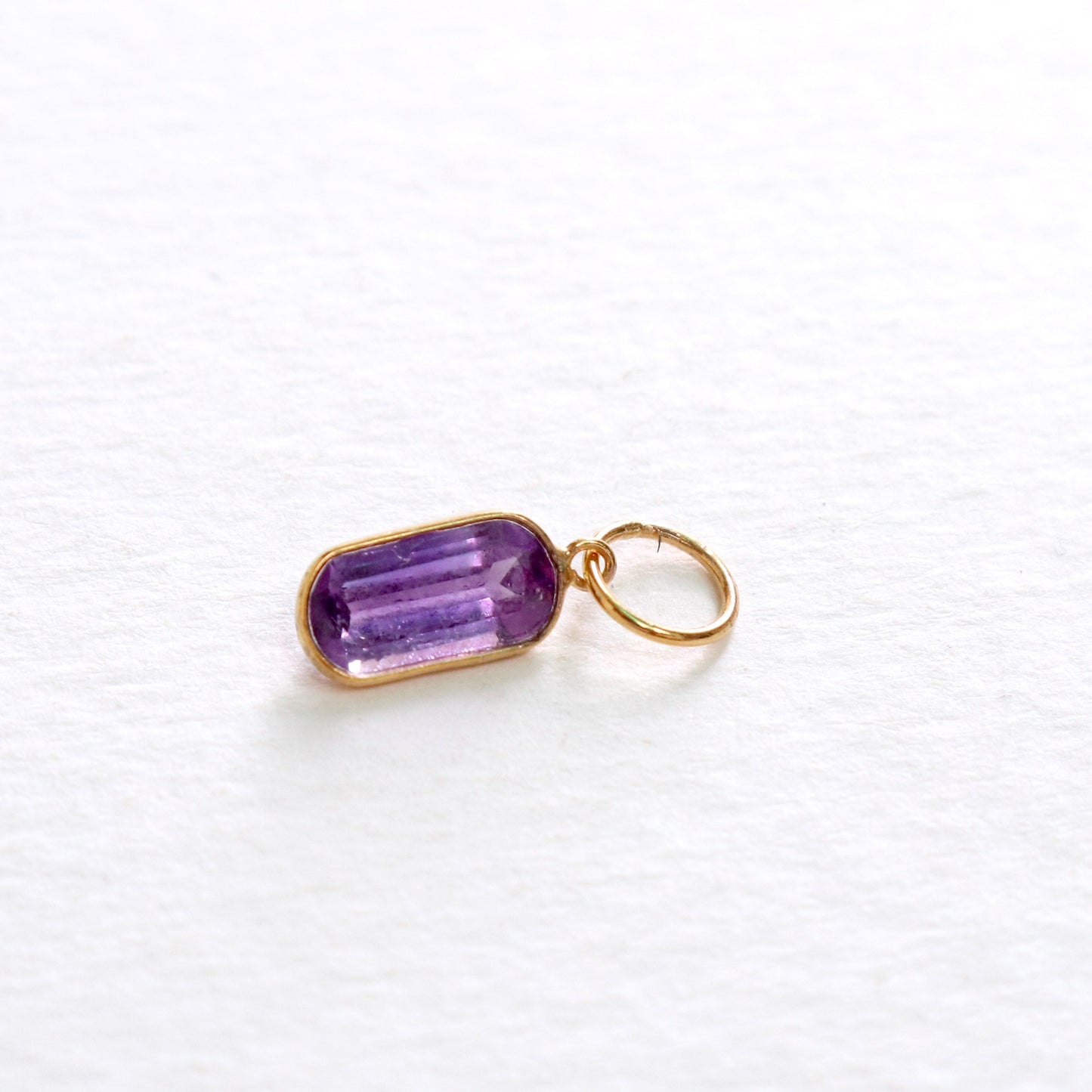 Amethyst Charm, 18k Solid Gold Charm, Natural Amethyst Charm, Gold Charm, Charm Pendant, Charm Necklace, Handmade Gold Charm, Gfit for Her