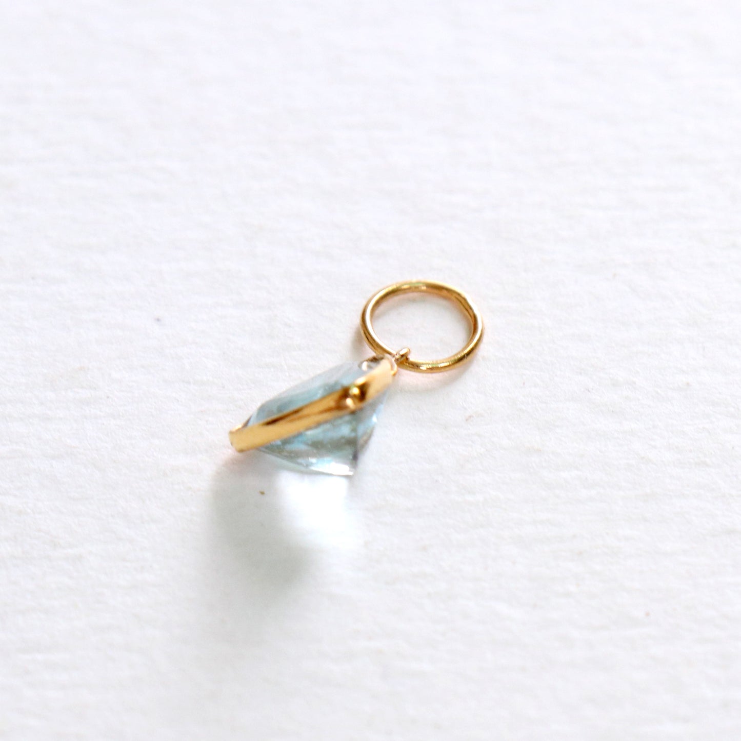 Blue Topaz Charm, 18k Solid Gold Charm, Natural Blue Topaz Charm, Gold Charm, Charm Pendant, Charm Necklace, Handmade Gold Charm