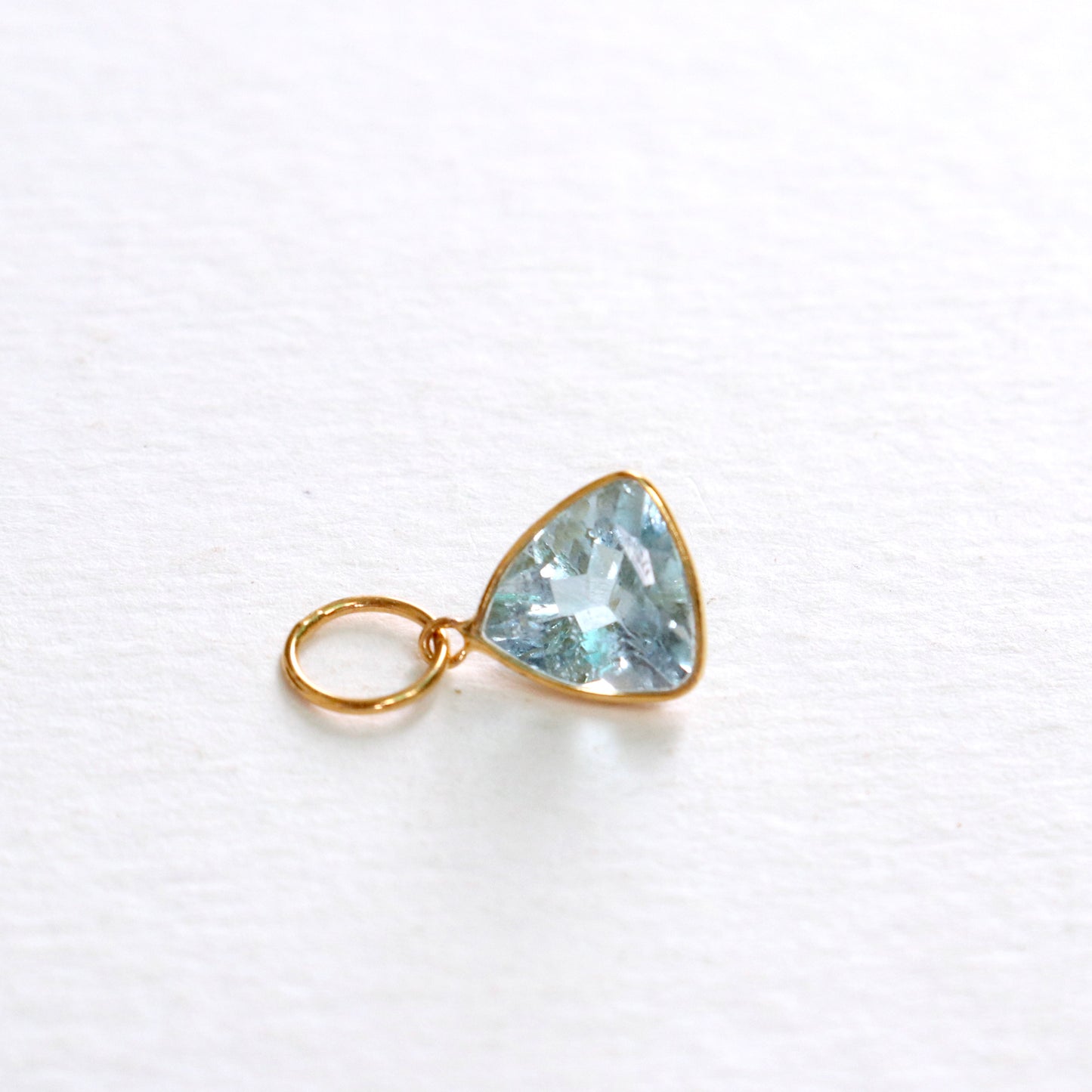 Blue Topaz Charm, 18k Solid Gold Charm, Natural Blue Topaz Charm, Gold Charm, Charm Pendant, Charm Necklace, Handmade Gold Charm