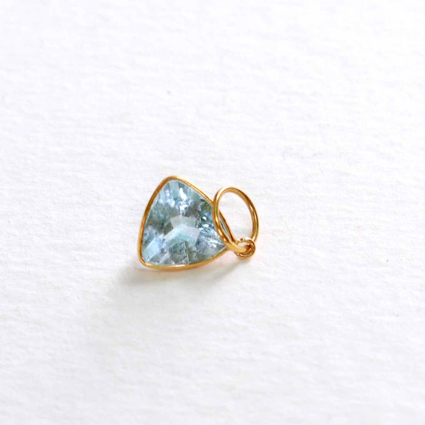 Blue Topaz Charm, 18k Solid Gold Charm, Natural Blue Topaz Charm, Gold Charm, Charm Pendant, Charm Necklace, Handmade Gold Charm