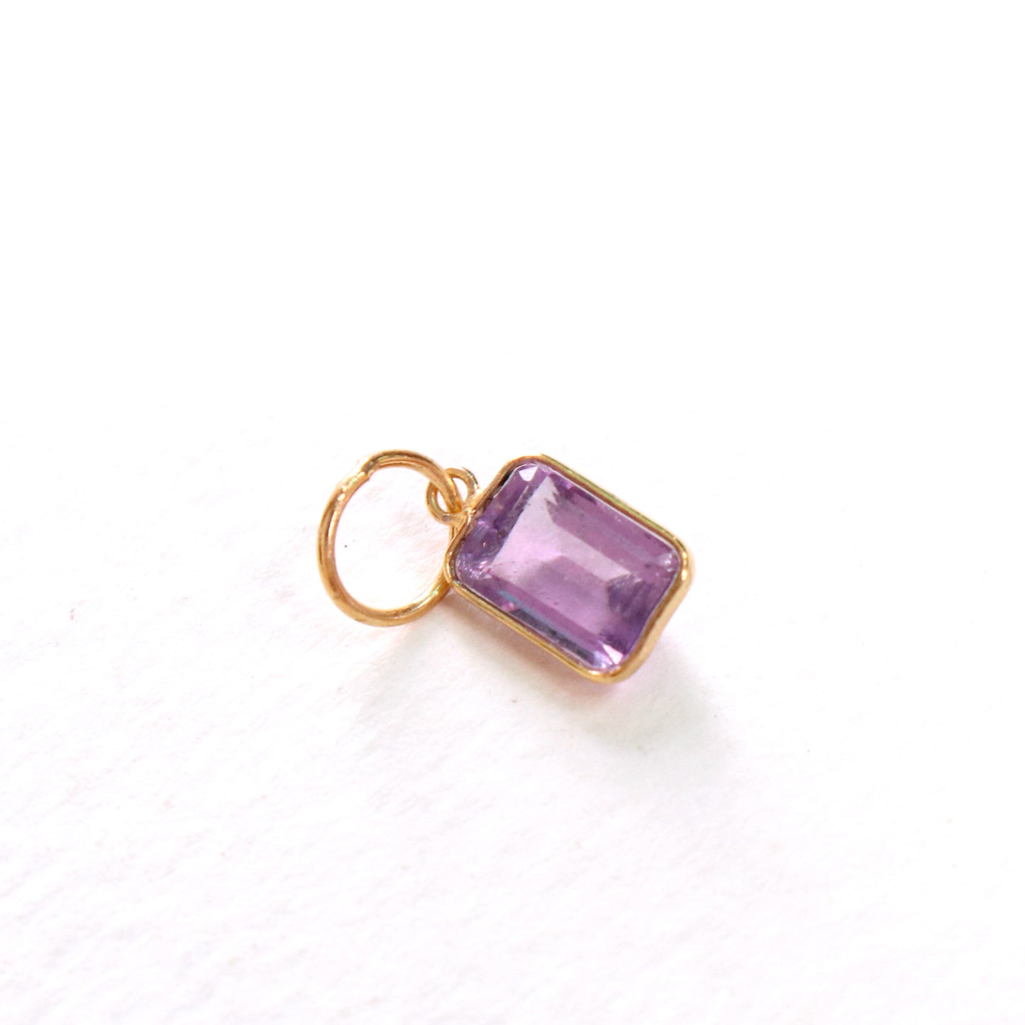 Amethyst Charm, 18k Solid Gold Charm, Natural Amethyst Charm, Gold Charm, Charm Pendant, Charm Necklace, Handmade Gold Charm, Gfit for Her