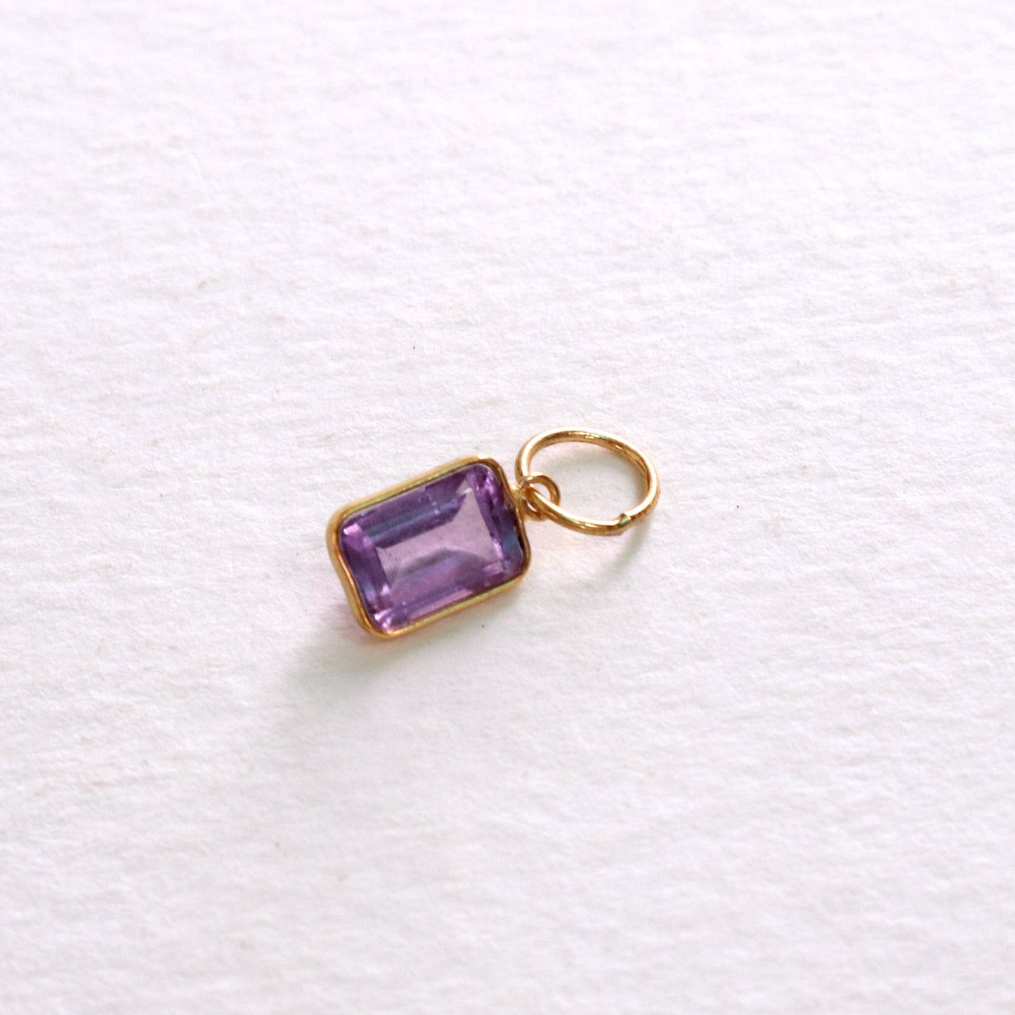 Amethyst Charm, 18k Solid Gold Charm, Natural Amethyst Charm, Gold Charm, Charm Pendant, Charm Necklace, Handmade Gold Charm, Gfit for Her