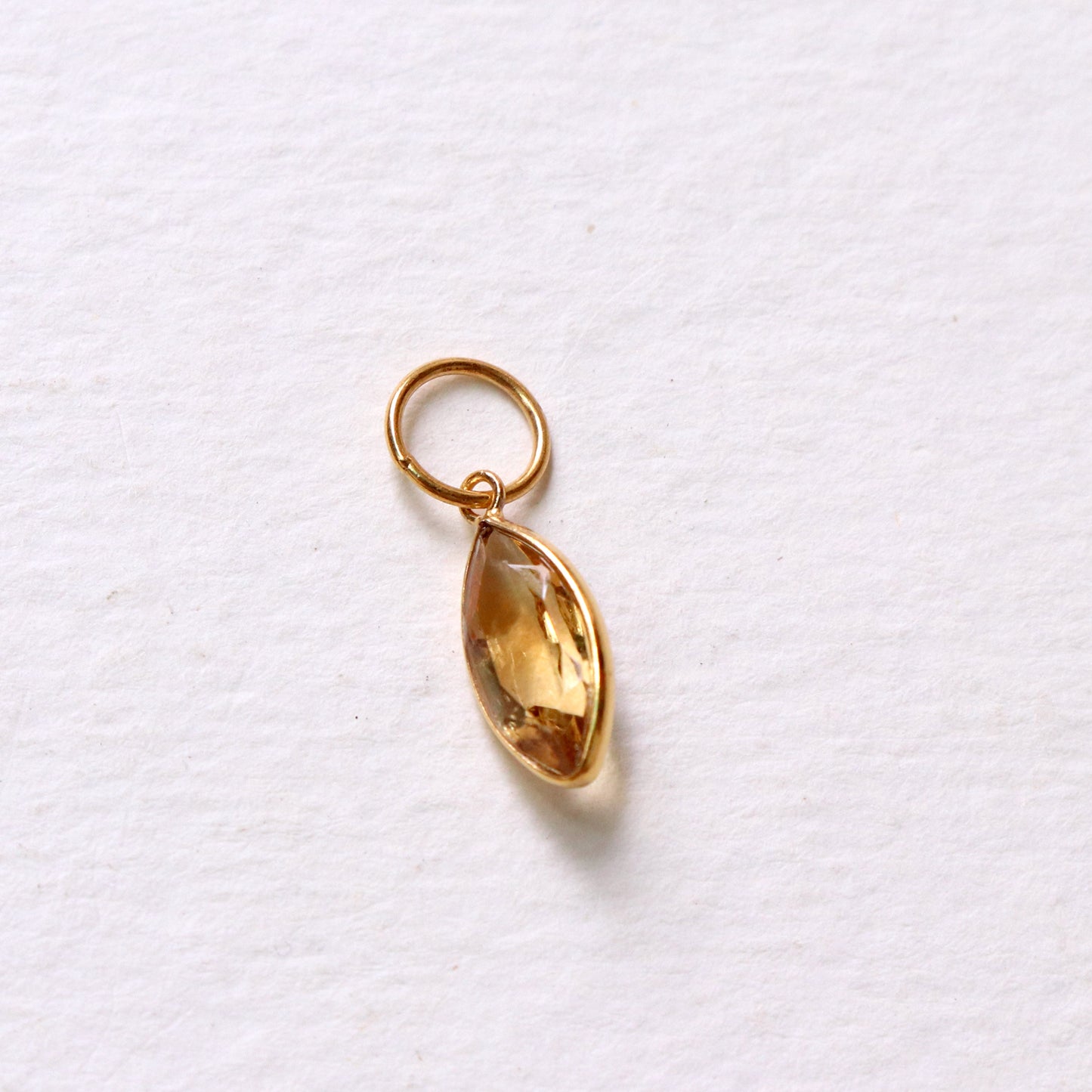 Citrine Charm, 18k Solid Gold Charm, Natural Citrine Charm, Gold Charm, Charm Pendant, Charm Necklace, Handmade Gold Charm