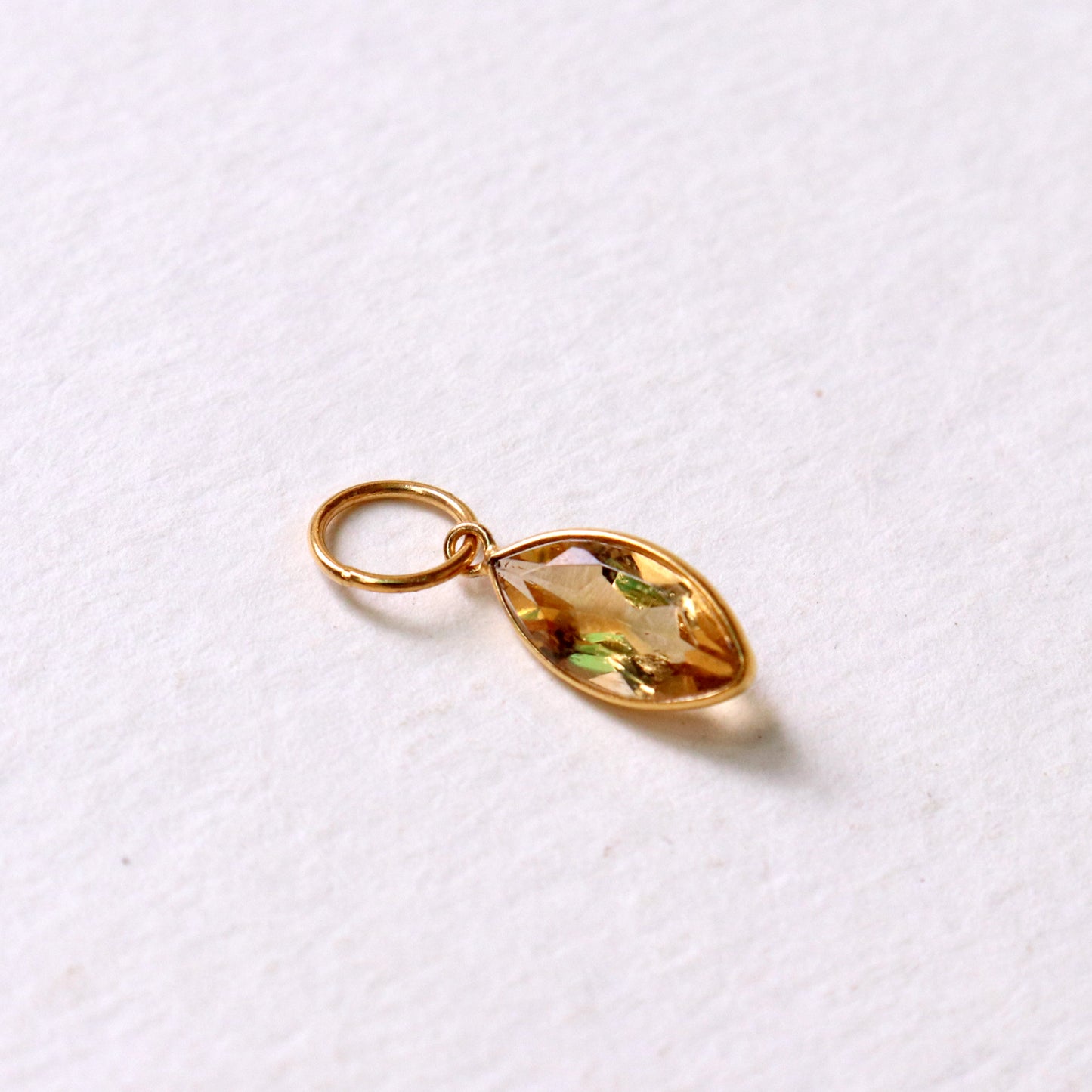 Citrine Charm, 18k Solid Gold Charm, Natural Citrine Charm, Gold Charm, Charm Pendant, Charm Necklace, Handmade Gold Charm