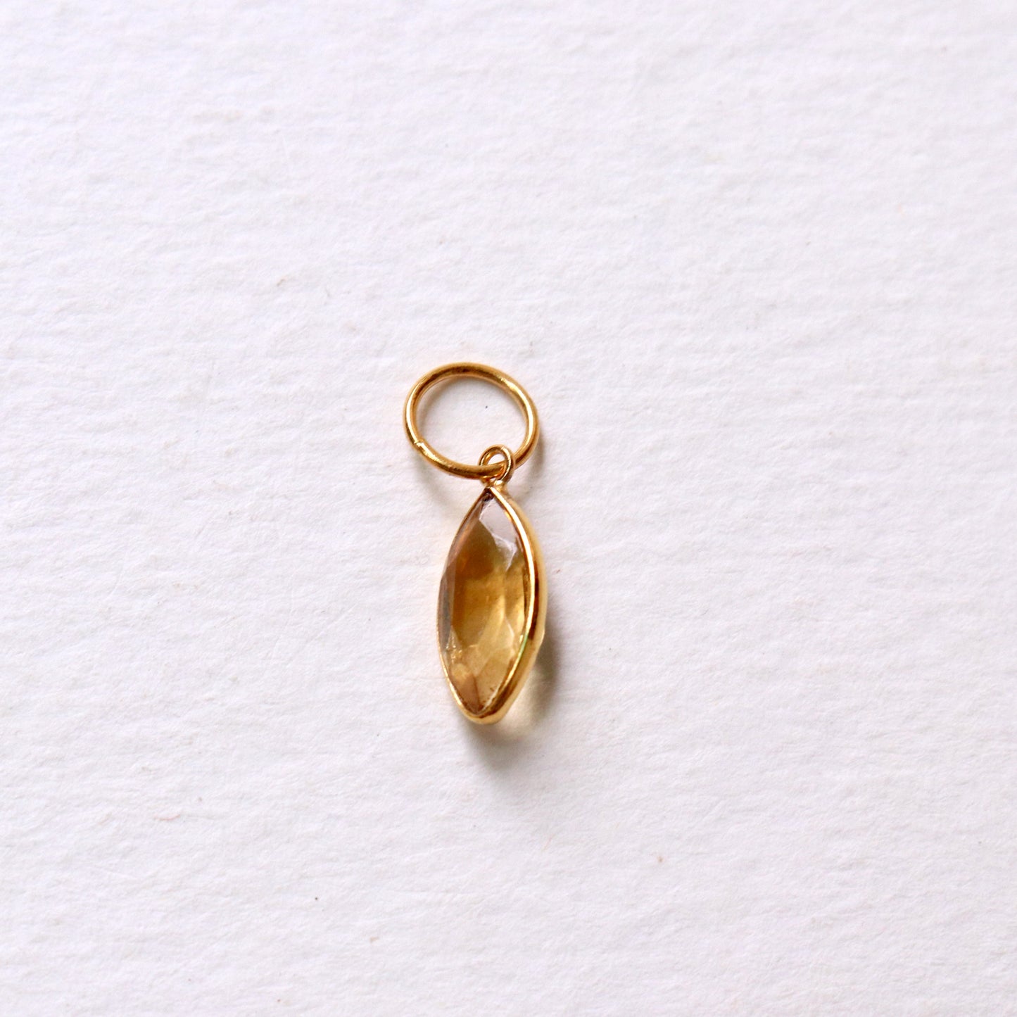 Citrine Charm, 18k Solid Gold Charm, Natural Citrine Charm, Gold Charm, Charm Pendant, Charm Necklace, Handmade Gold Charm