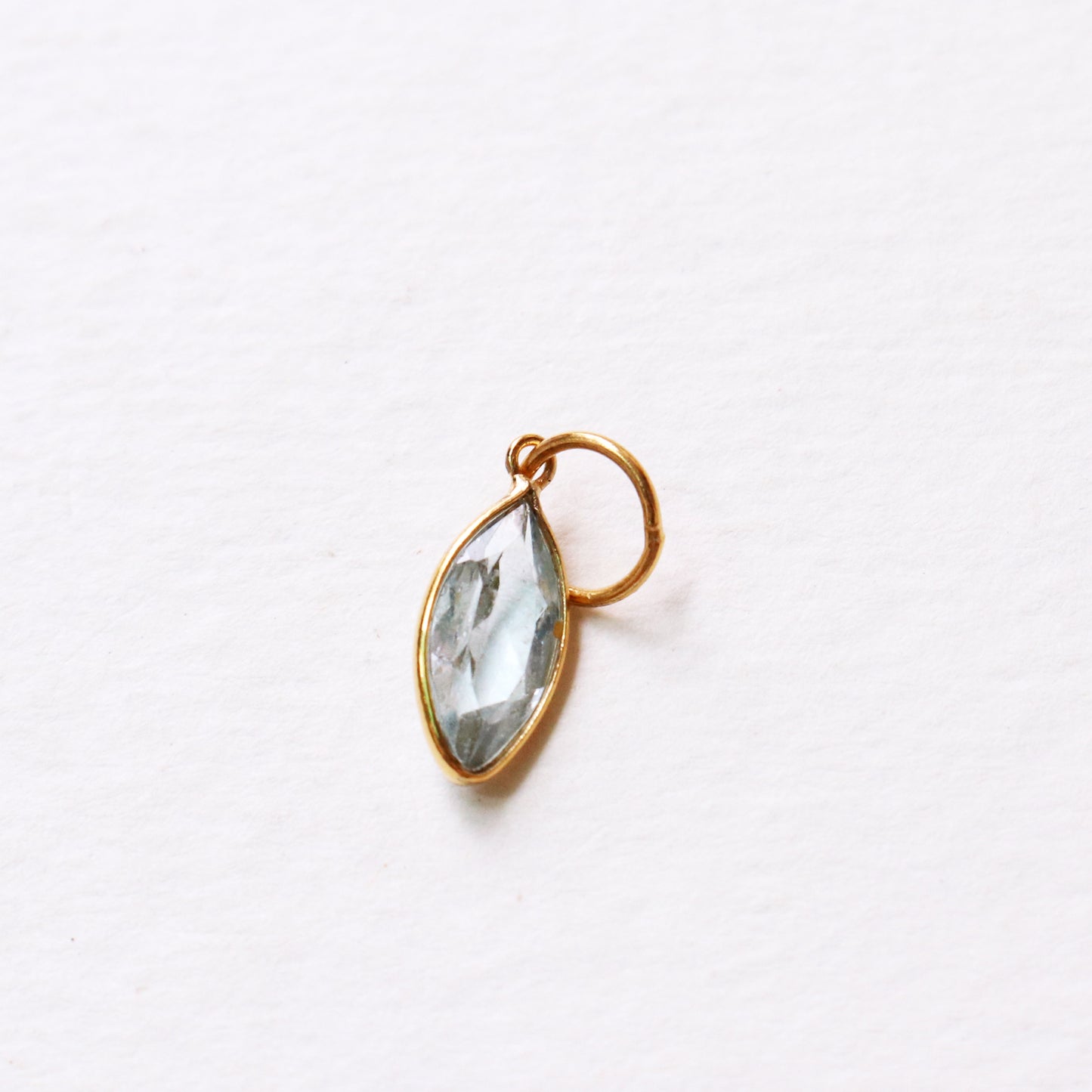 Blue Topaz Charm, 18k Solid Gold Charm, Natural Blue Topaz Charm, Gold Charm, Charm Pendant, Charm Necklace, Handmade Gold Charm