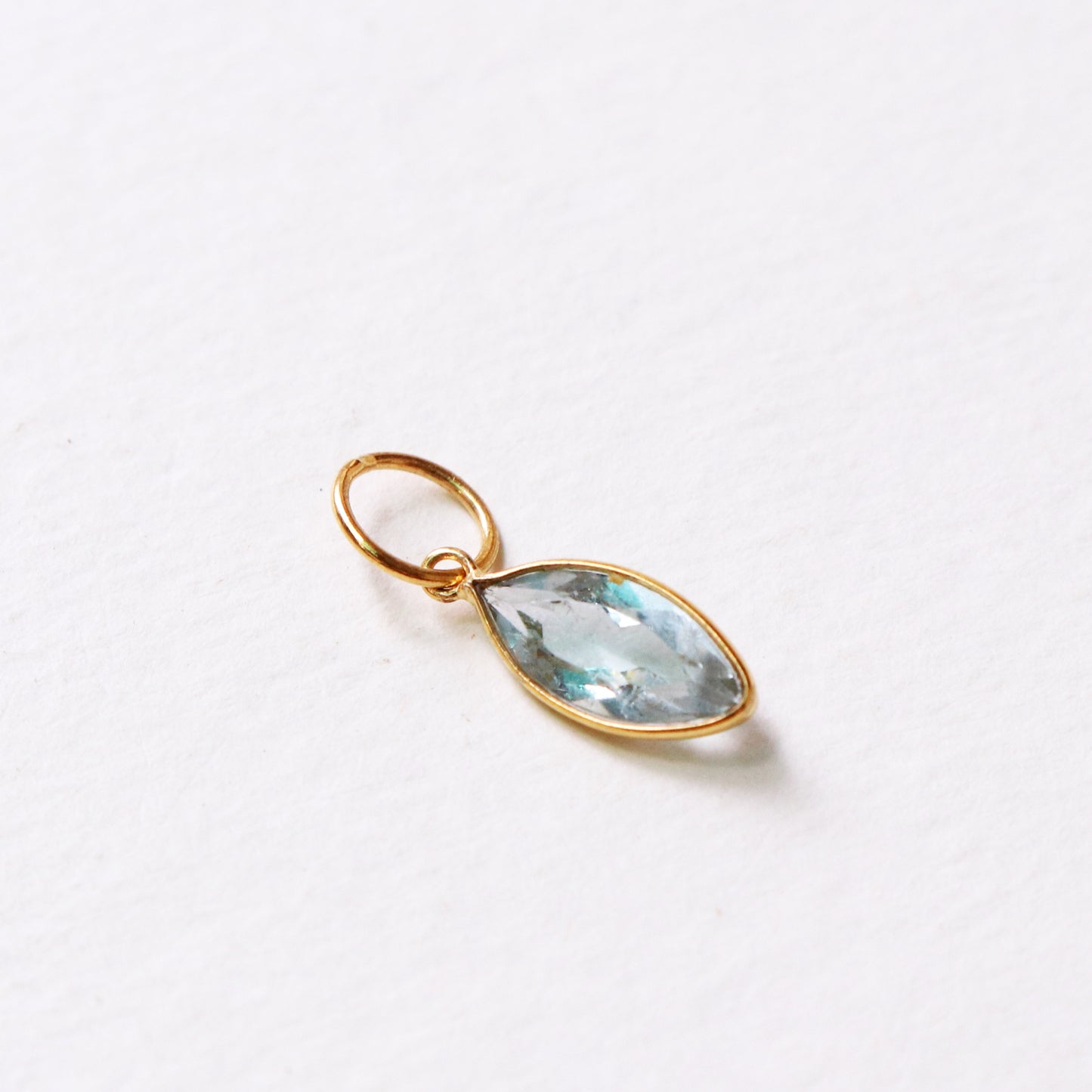 Blue Topaz Charm, 18k Solid Gold Charm, Natural Blue Topaz Charm, Gold Charm, Charm Pendant, Charm Necklace, Handmade Gold Charm