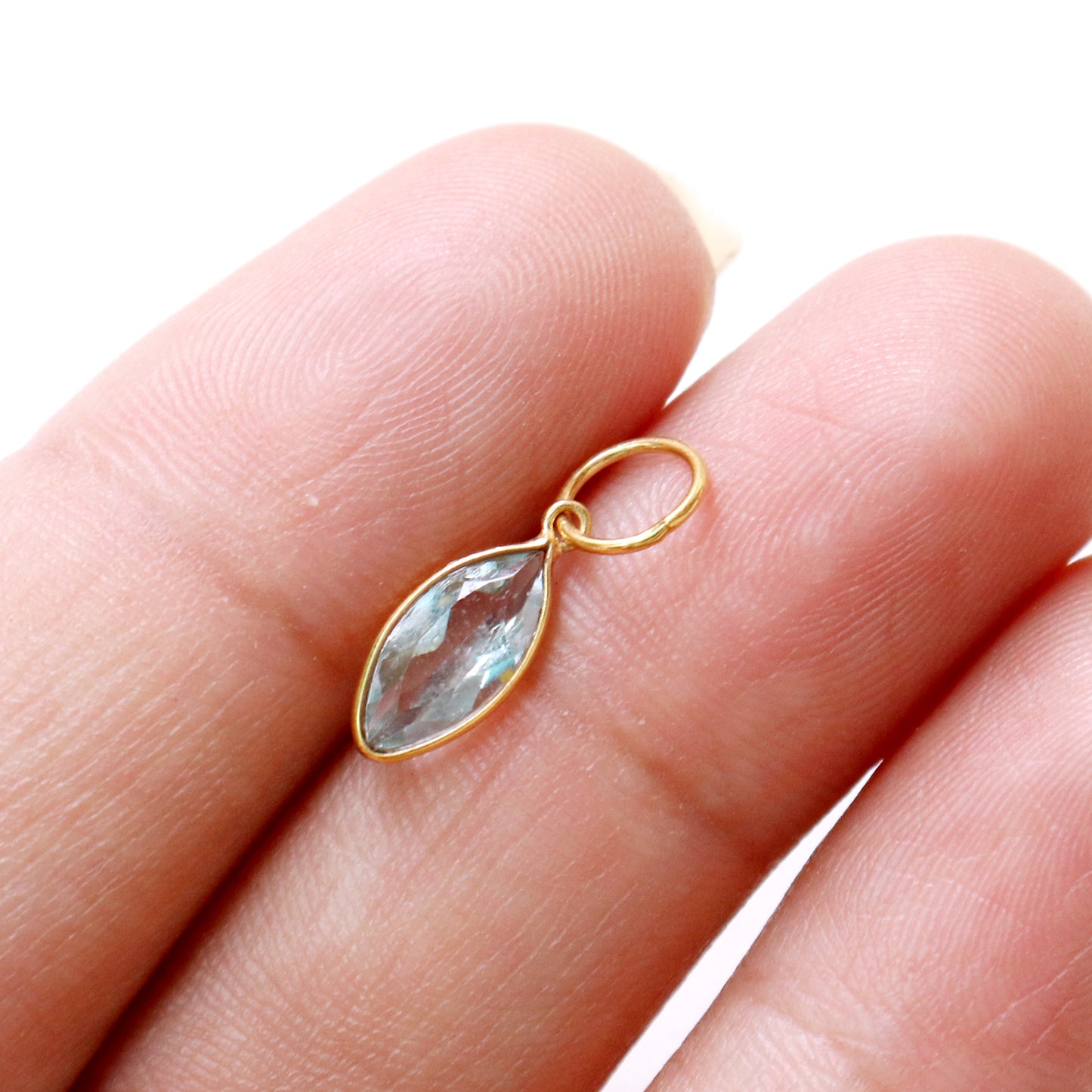 Blue Topaz Charm, 18k Solid Gold Charm, Natural Blue Topaz Charm, Gold Charm, Charm Pendant, Charm Necklace, Handmade Gold Charm