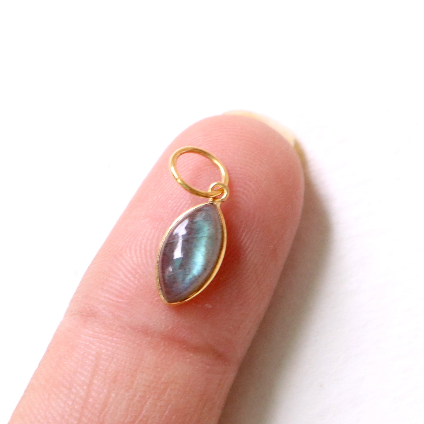 Labradorite Charm, Labradorite 18k Solid Gold Charm, Labradorite Charms, Gold Charm, Charm Pendant, Charm Necklace, Handmade Gold Charm