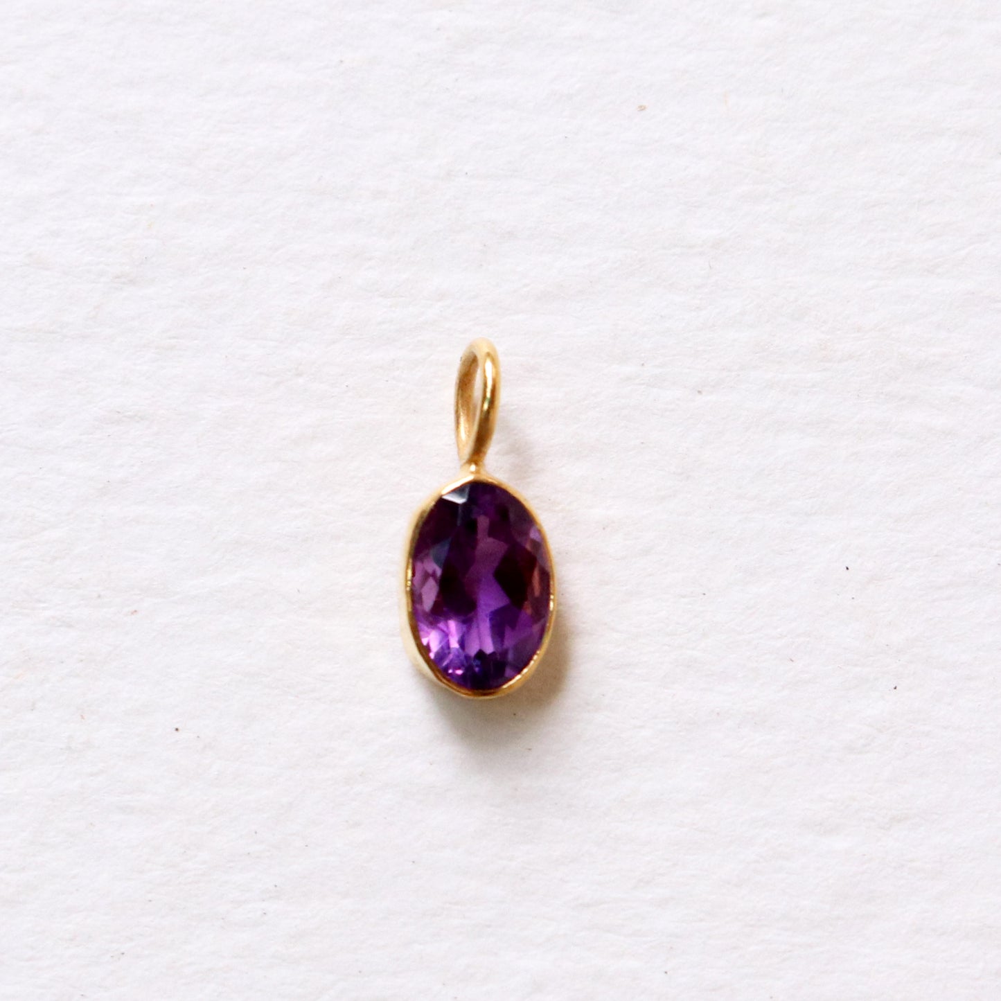 Amethyst Charm, 18k Solid Gold Charm, Natural Amethyst Charm, Gold Charm, Charm Pendant, Charm Necklace, Handmade Gold Charm, Gfit for Her