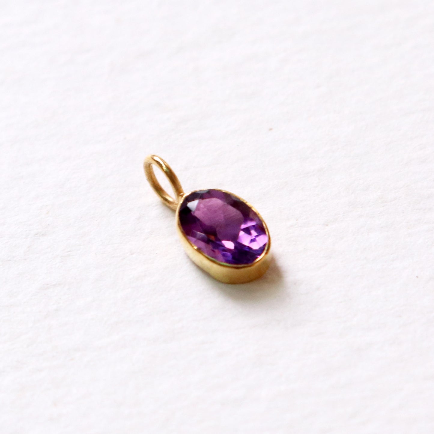 Amethyst Charm, 18k Solid Gold Charm, Natural Amethyst Charm, Gold Charm, Charm Pendant, Charm Necklace, Handmade Gold Charm, Gfit for Her