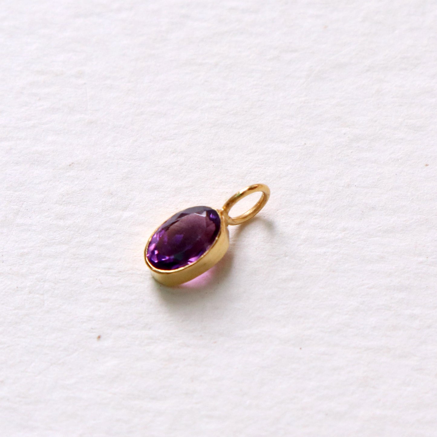 Amethyst Charm, 18k Solid Gold Charm, Natural Amethyst Charm, Gold Charm, Charm Pendant, Charm Necklace, Handmade Gold Charm, Gfit for Her