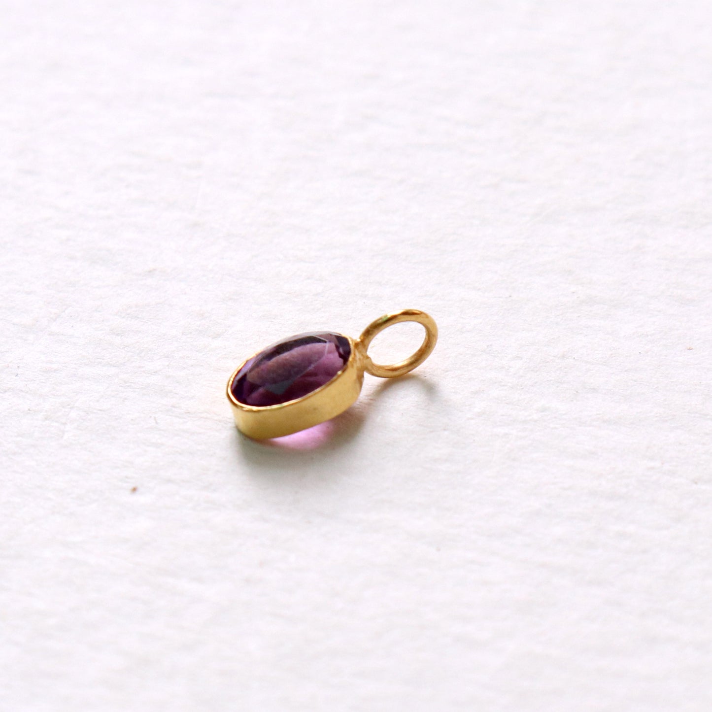 Amethyst Charm, 18k Solid Gold Charm, Natural Amethyst Charm, Gold Charm, Charm Pendant, Charm Necklace, Handmade Gold Charm, Gfit for Her