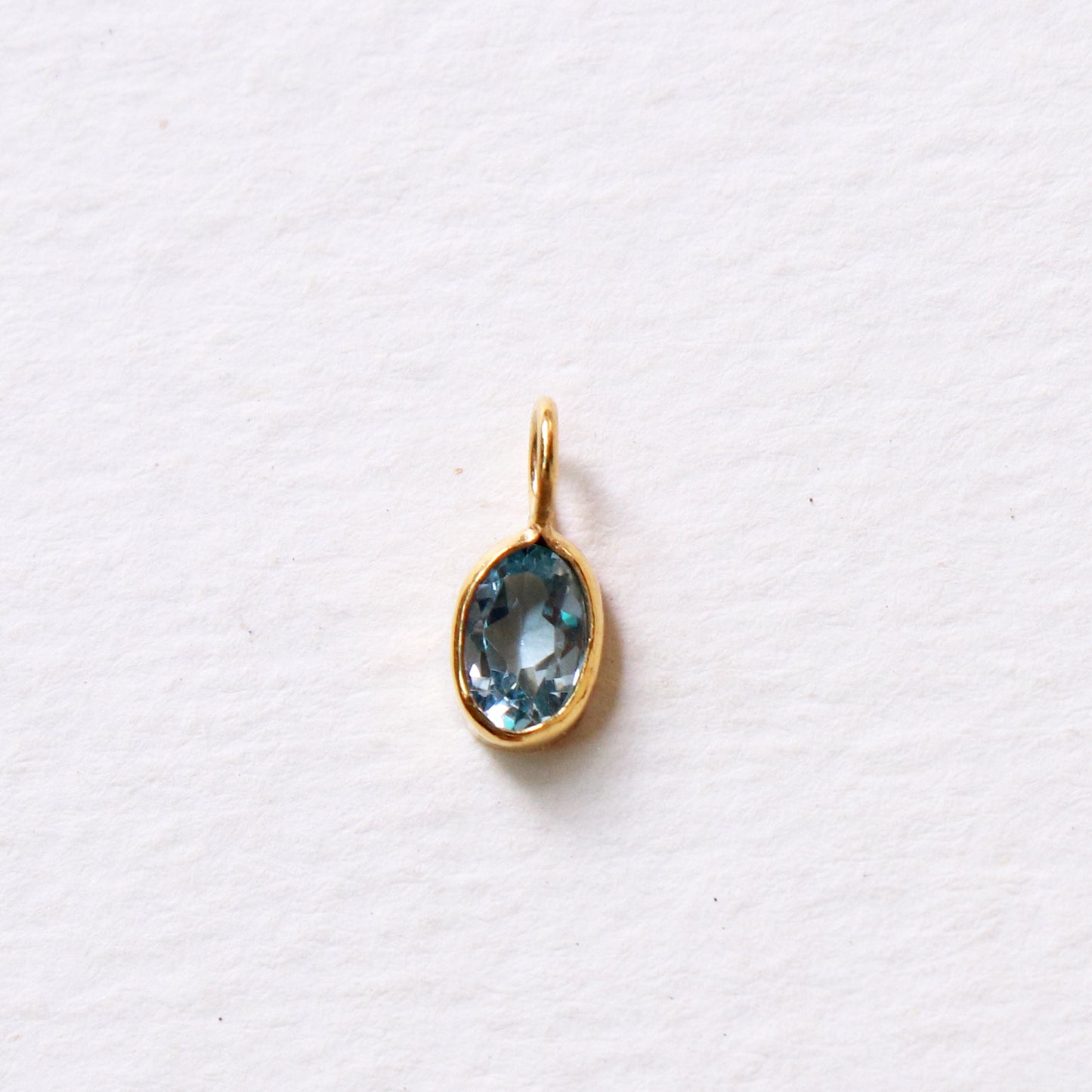 Blue Topaz Charm, 18k Solid Gold Charm, Natural Blue Topaz Charm, Gold Charm, Charm Pendant, Charm Necklace, Handmade Gold Charm