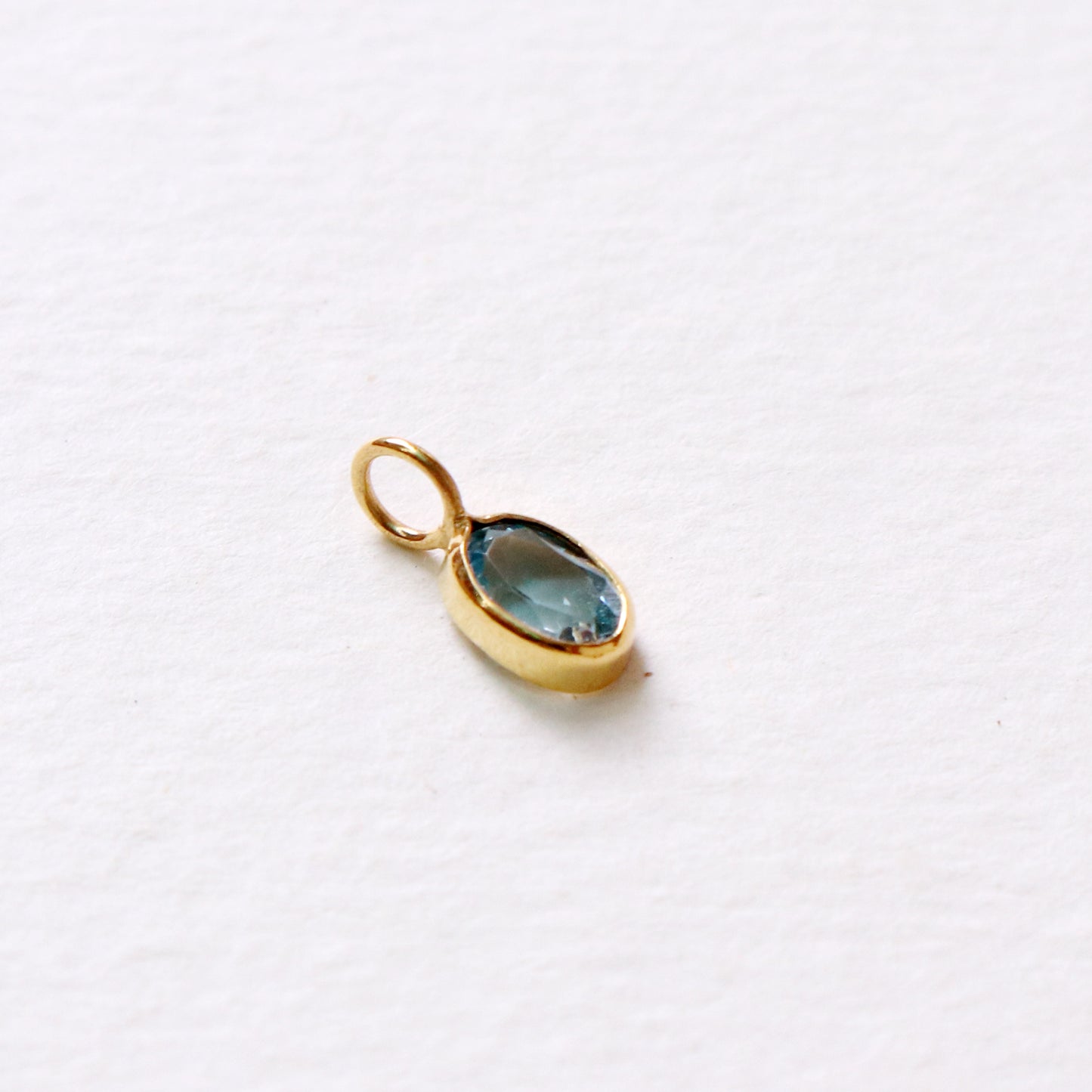 Blue Topaz Charm, 18k Solid Gold Charm, Natural Blue Topaz Charm, Gold Charm, Charm Pendant, Charm Necklace, Handmade Gold Charm