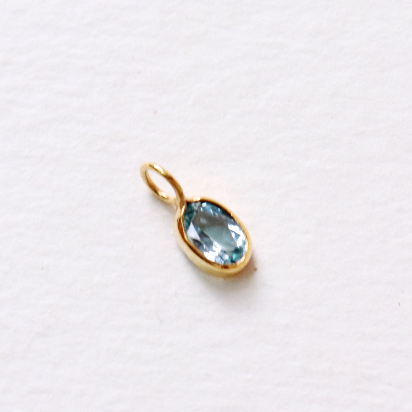 Blue Topaz Charm, 18k Solid Gold Charm, Natural Blue Topaz Charm, Gold Charm, Charm Pendant, Charm Necklace, Handmade Gold Charm