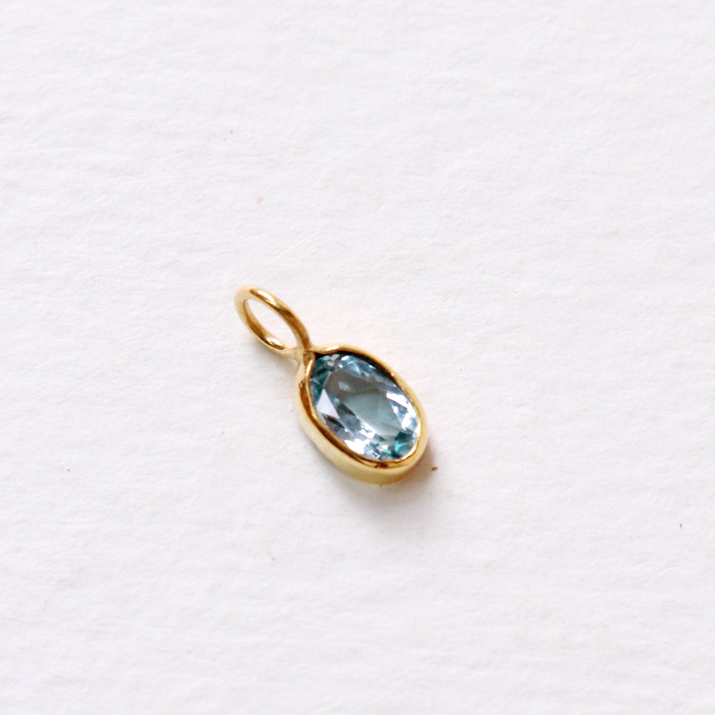 Blue Topaz Charm, 18k Solid Gold Charm, Natural Blue Topaz Charm, Gold Charm, Charm Pendant, Charm Necklace, Handmade Gold Charm
