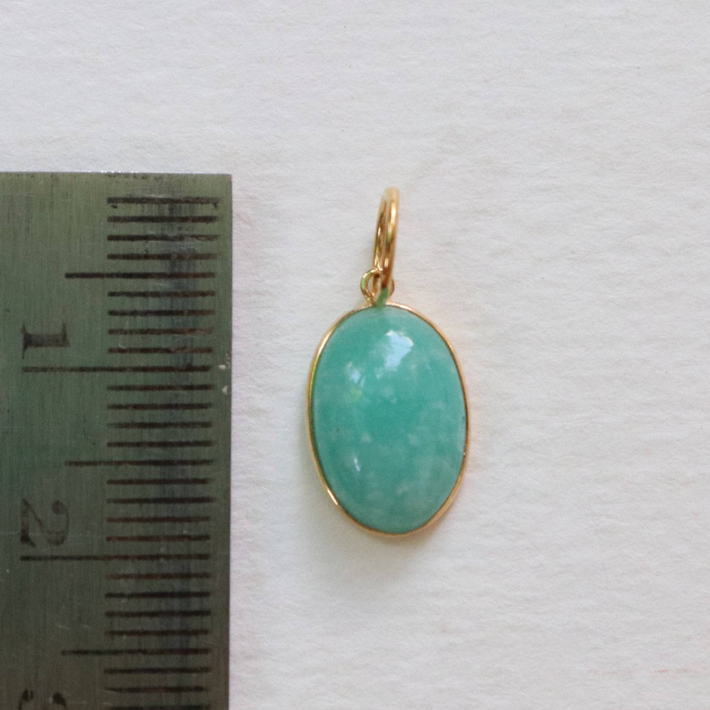 Natural Amazonite Charm, 18k Solid Gold Charm, AA Amazonite Charm, Gold Charm, Charm Pendant, Charm Necklace, Handmade Gold Charm, Gift for Her Charm