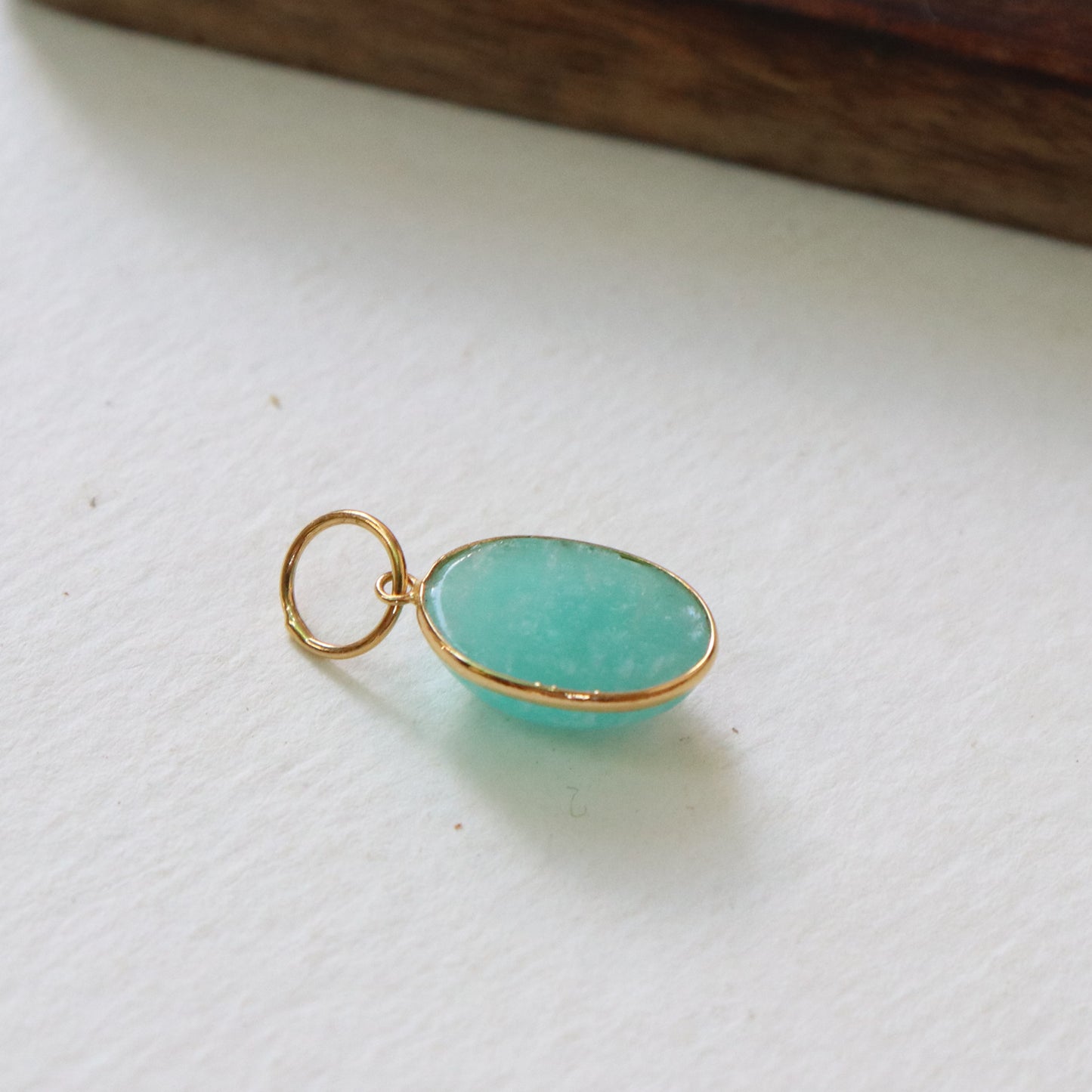 Natural Amazonite Charm, 18k Solid Gold Charm, AA Amazonite Charm, Gold Charm, Charm Pendant, Charm Necklace, Handmade Gold Charm, Gift for Her Charm