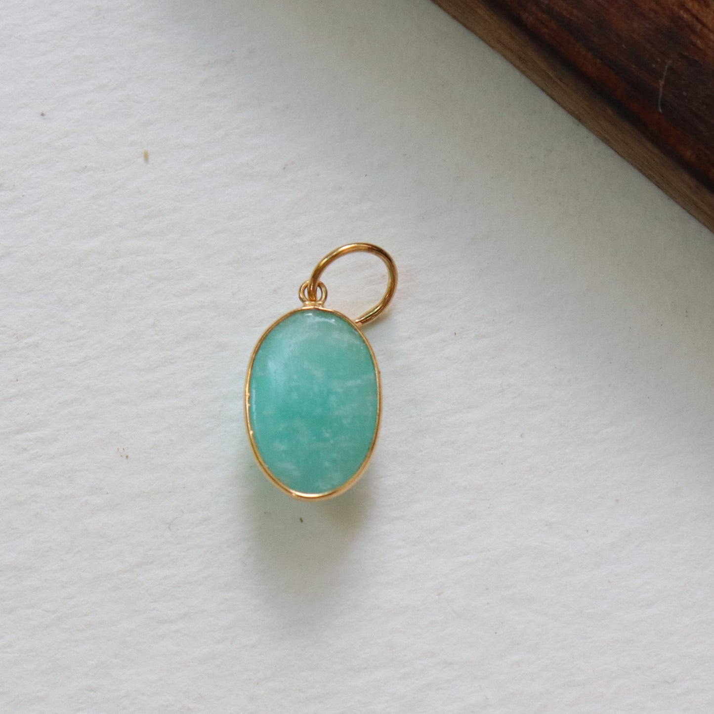 Natural Amazonite Charm, 18k Solid Gold Charm, AA Amazonite Charm, Gold Charm, Charm Pendant, Charm Necklace, Handmade Gold Charm, Gift for Her Charm