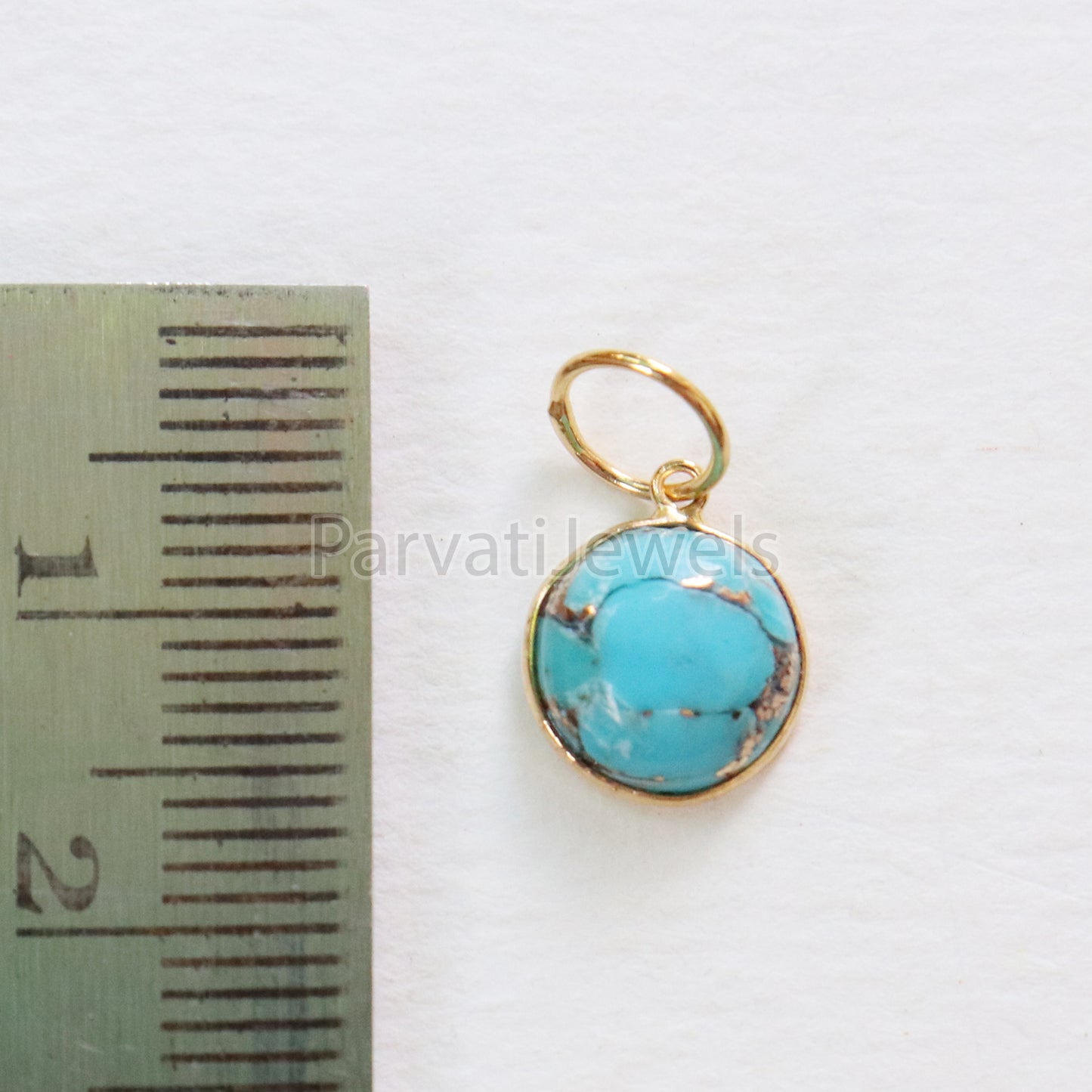 Blue Copper Turquoise Charm, 18K gold charm pendant, Handmade Gold Charm, Blue Turquoise Charm, Turquoise Dainty Charm, Minimalist Pendant