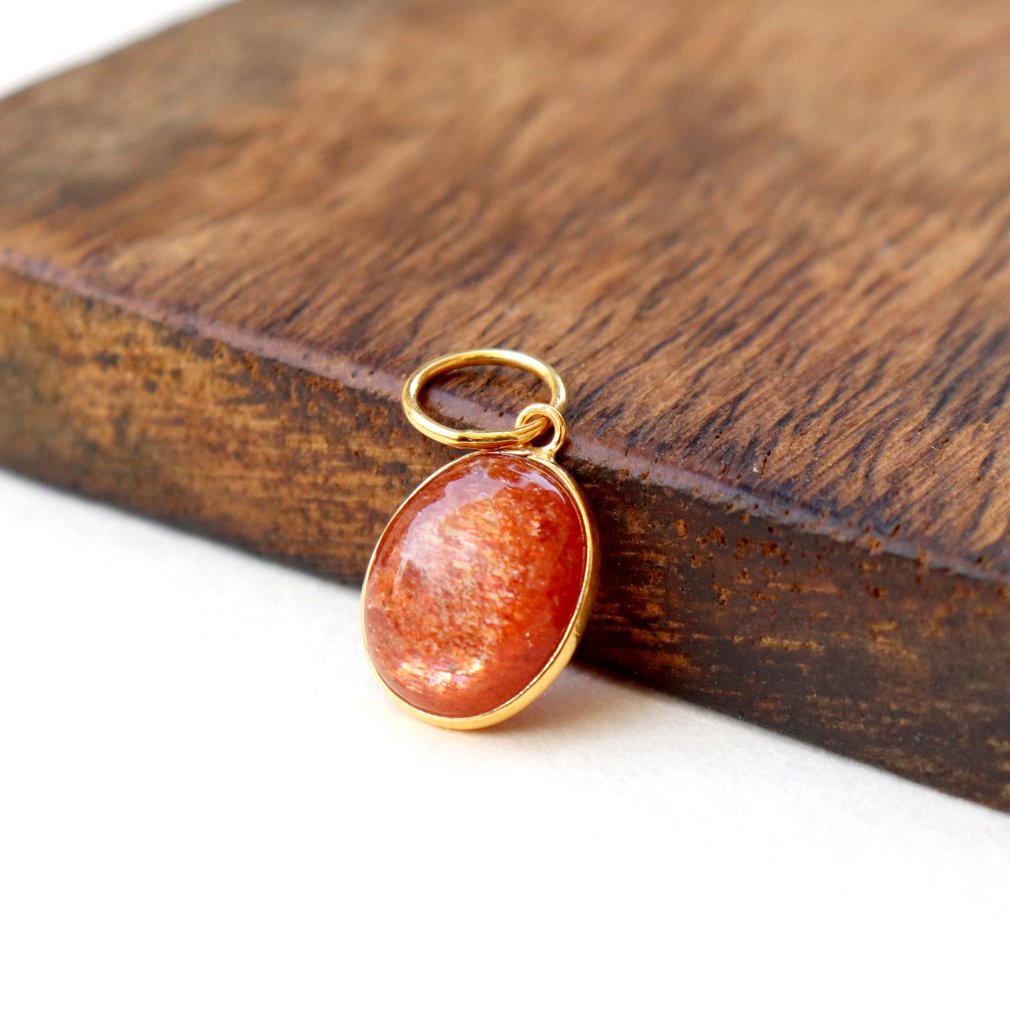 Sunstone Charm, 18k Solid Gold Charm, Natural Sunstone Charm, Gold Charm, Charm Pendant, Charm Necklace, Handmade Gold Charm, Gift for Her