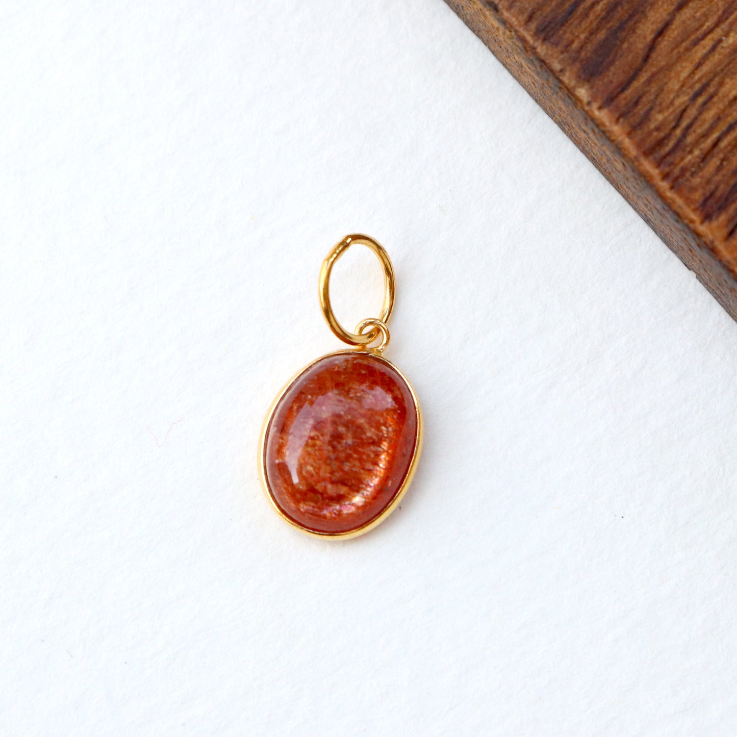 Sunstone Charm, 18k Solid Gold Charm, Natural Sunstone Charm, Gold Charm, Charm Pendant, Charm Necklace, Handmade Gold Charm, Gift for Her
