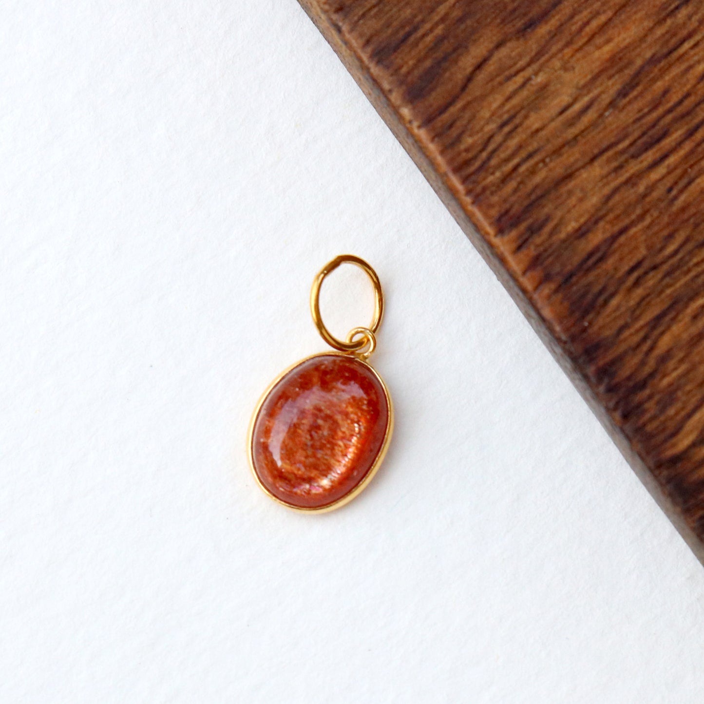 Sunstone Charm, 18k Solid Gold Charm, Natural Sunstone Charm, Gold Charm, Charm Pendant, Charm Necklace, Handmade Gold Charm, Gift for Her