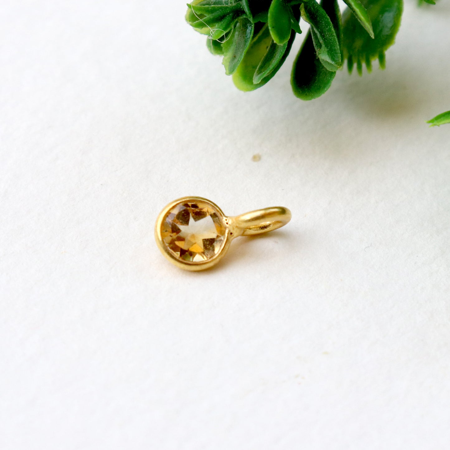 Citrine Charm, 18k Solid Gold Charm, Natural Citrine Charm, Gold Charm, Charm Pendant, Charm Necklace, Handmade Gold Charm