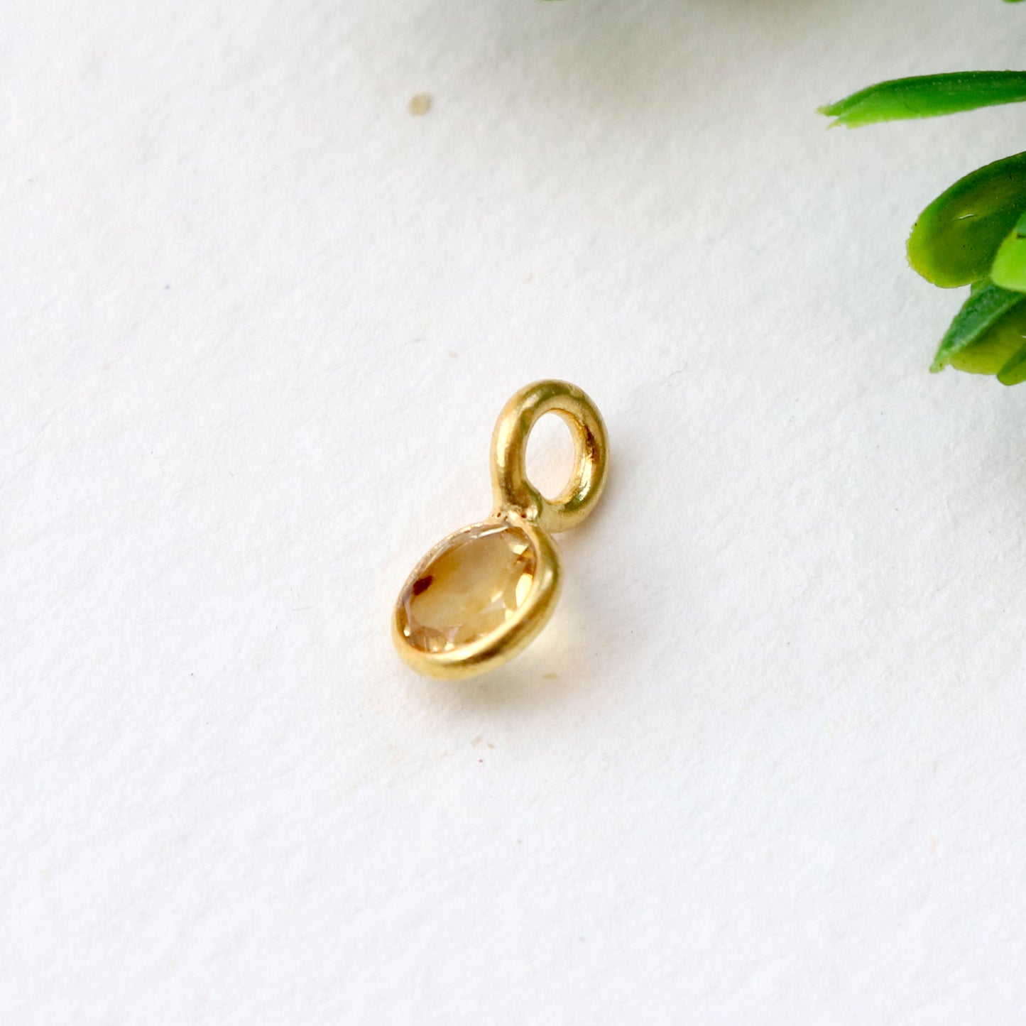 Citrine Charm, 18k Solid Gold Charm, Natural Citrine Charm, Gold Charm, Charm Pendant, Charm Necklace, Handmade Gold Charm