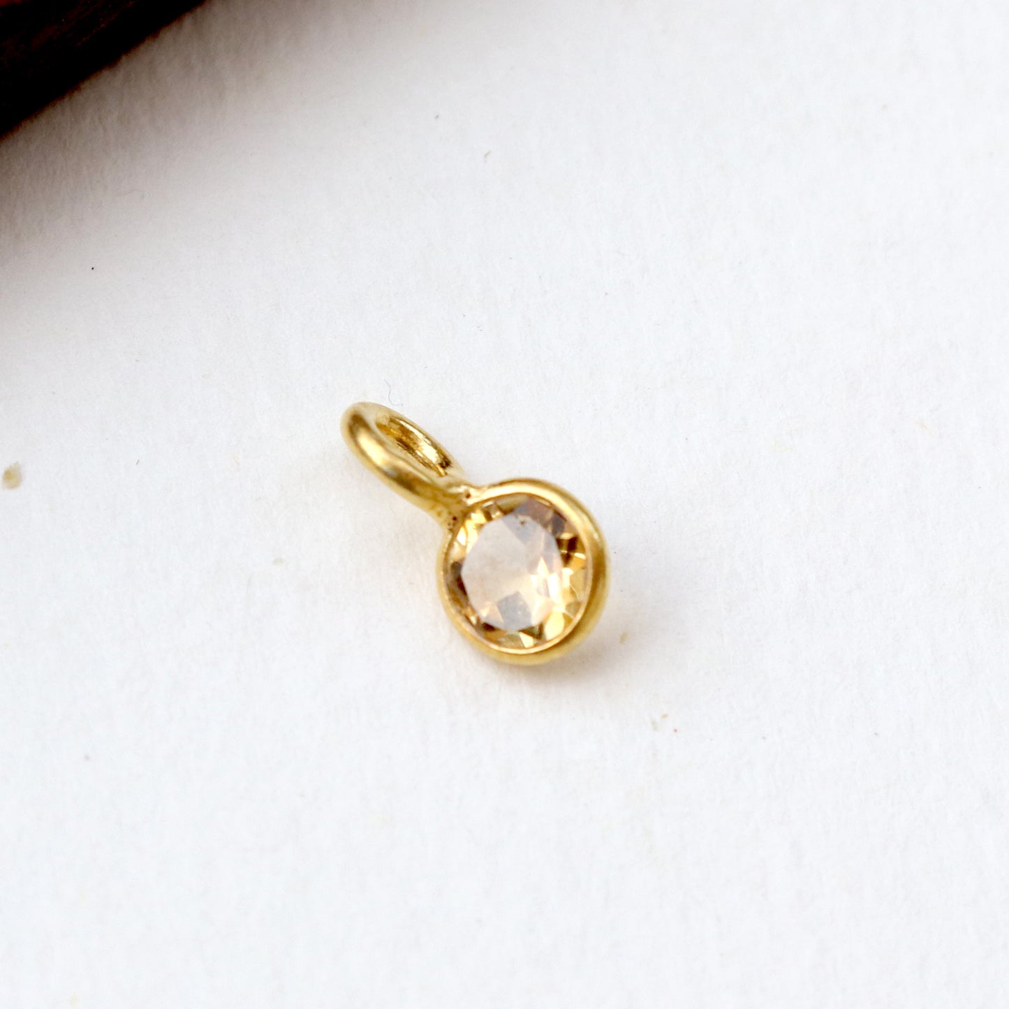 Citrine Charm, 18k Solid Gold Charm, Natural Citrine Charm, Gold Charm, Charm Pendant, Charm Necklace, Handmade Gold Charm